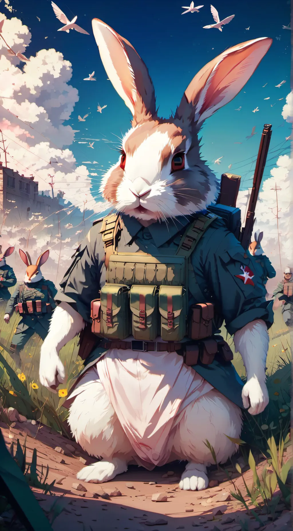 ai character: soildier Rabbit background