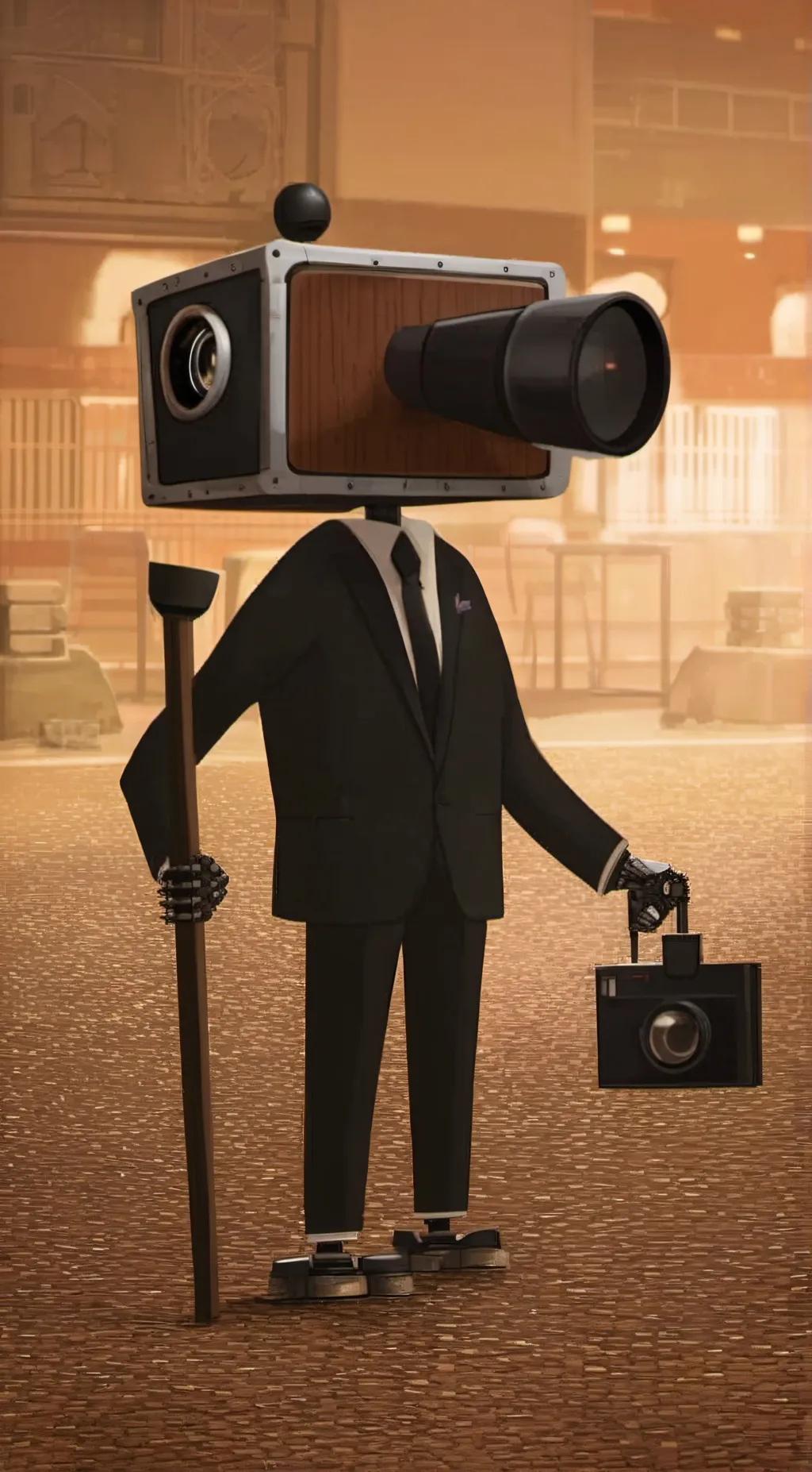 ai character: plunger camera man background