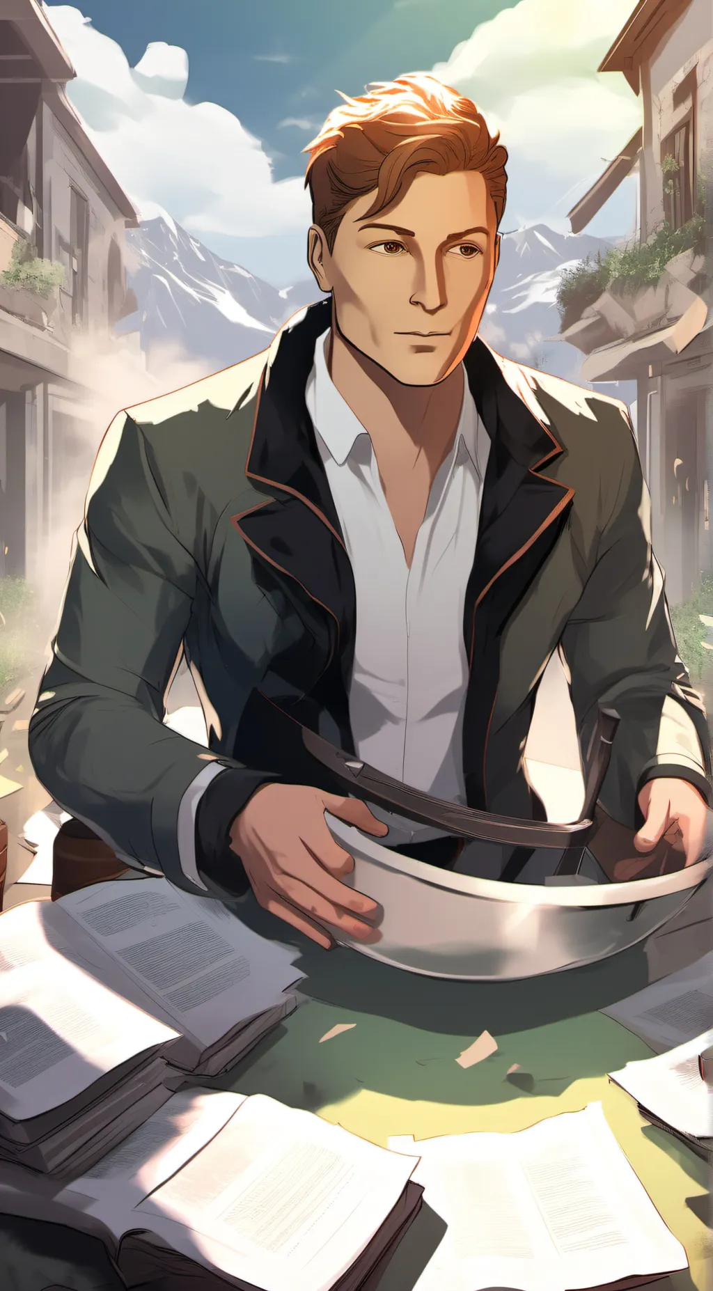 ai character: Jackson Blue background