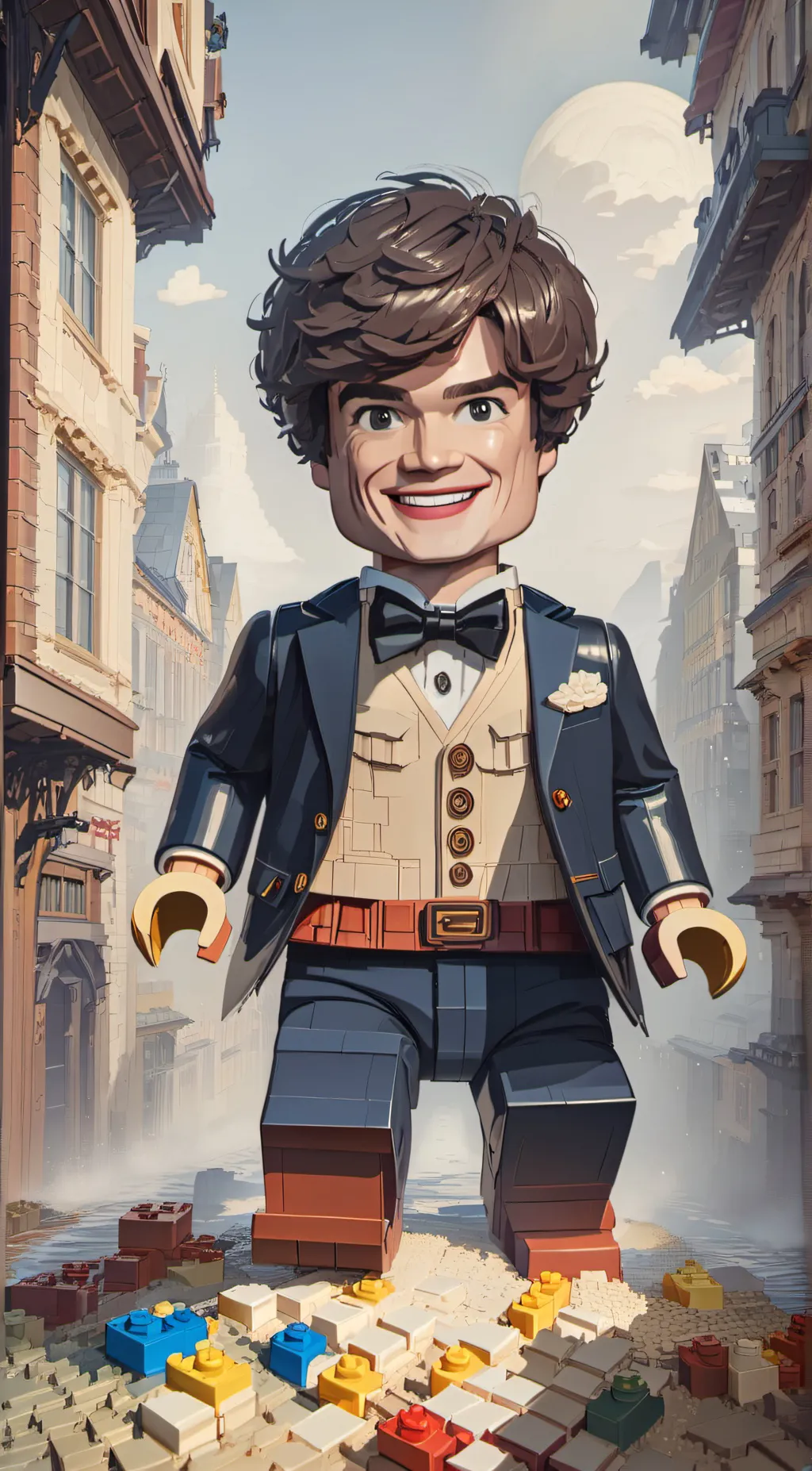 ai character: Bricked lego Steve background