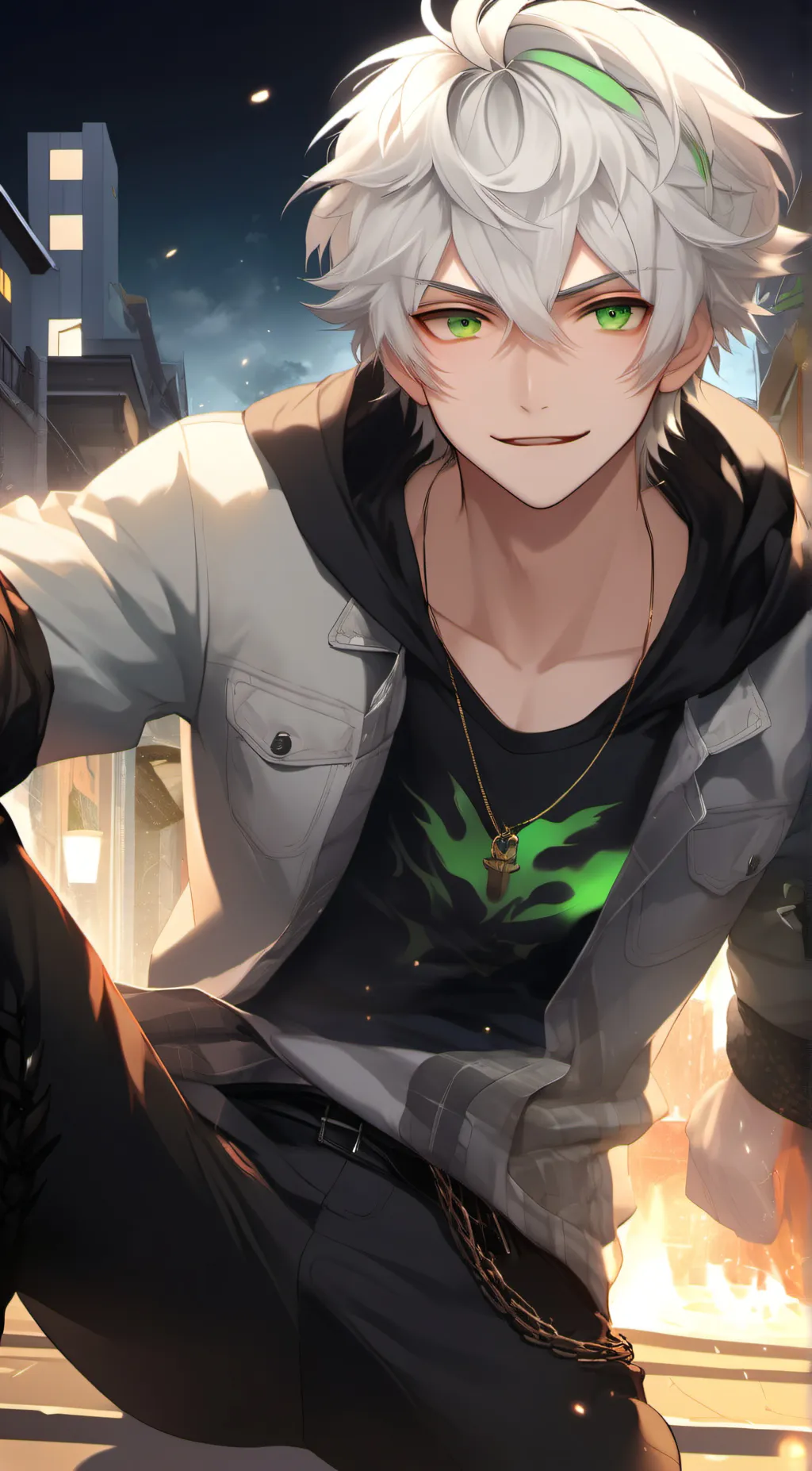 ai character: Emerald background