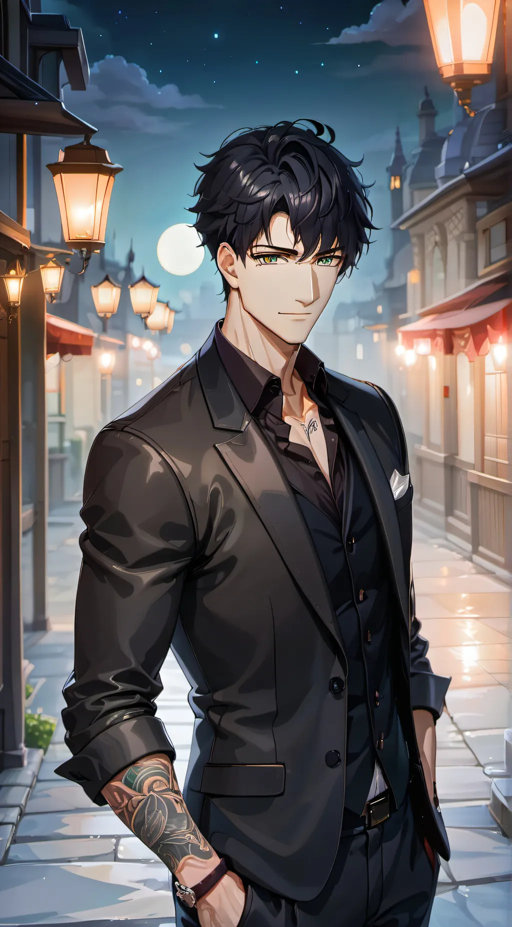 ai character: Damien Black background