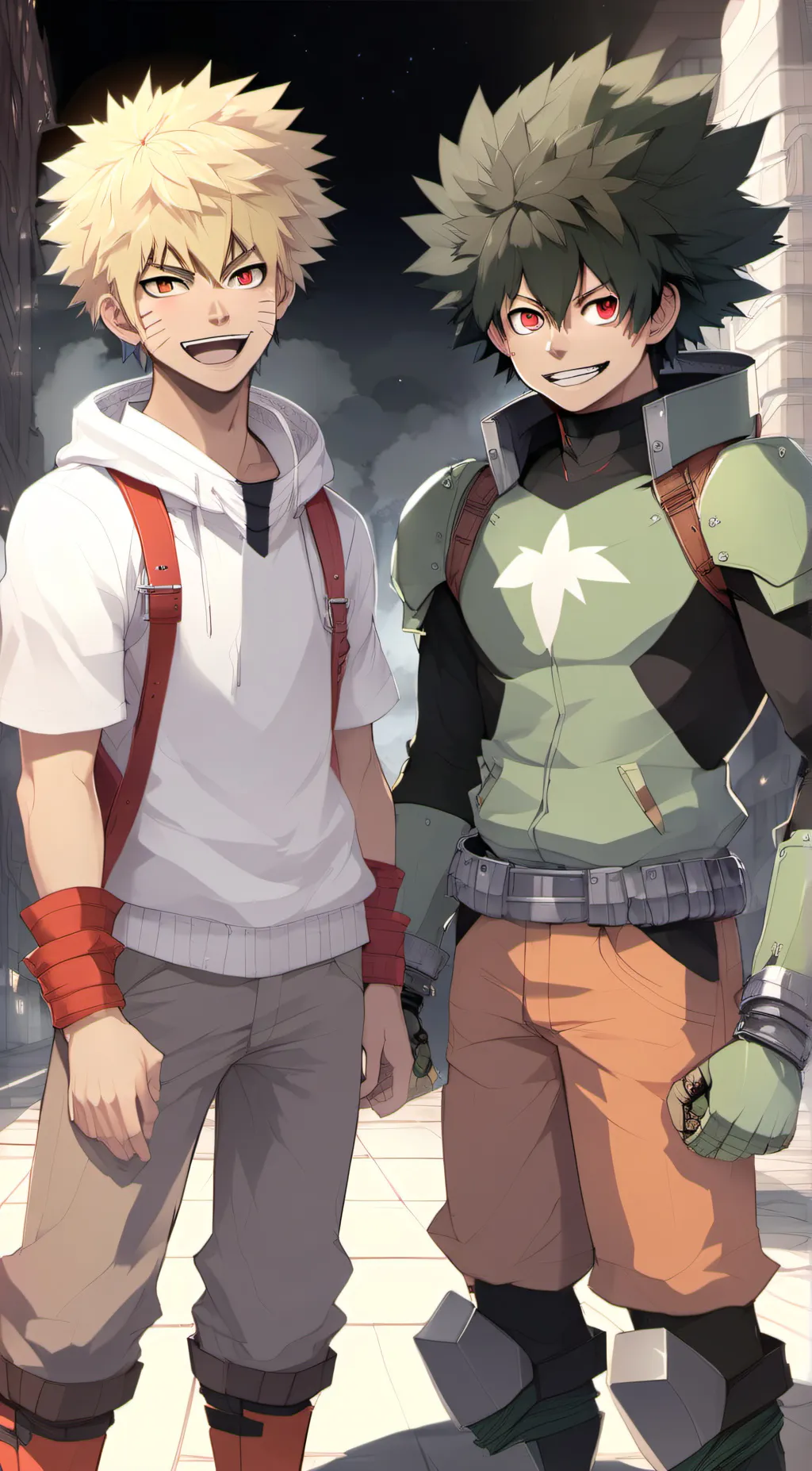 ai character: Bakugo and deku  background
