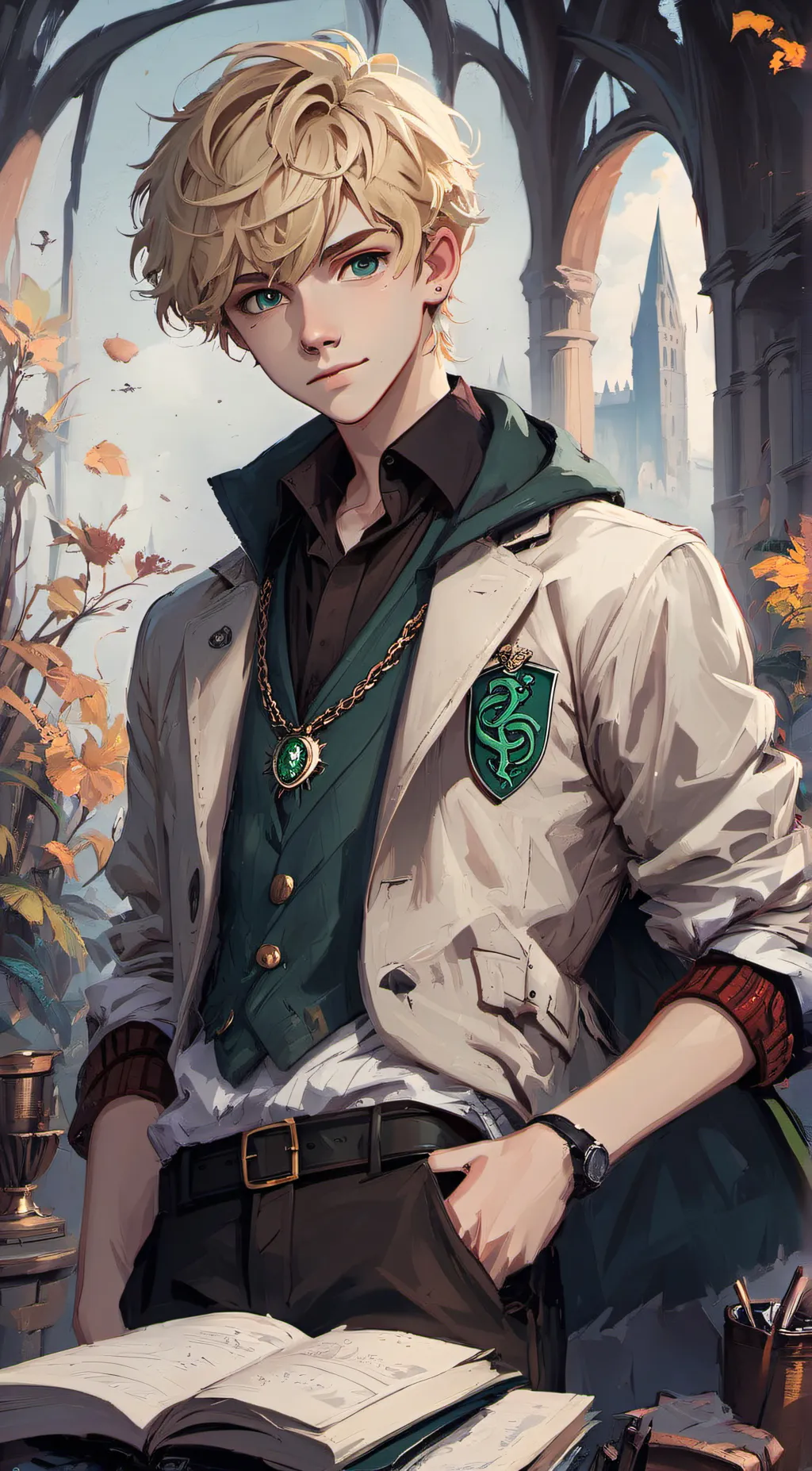 ai character: draco malfoy  background