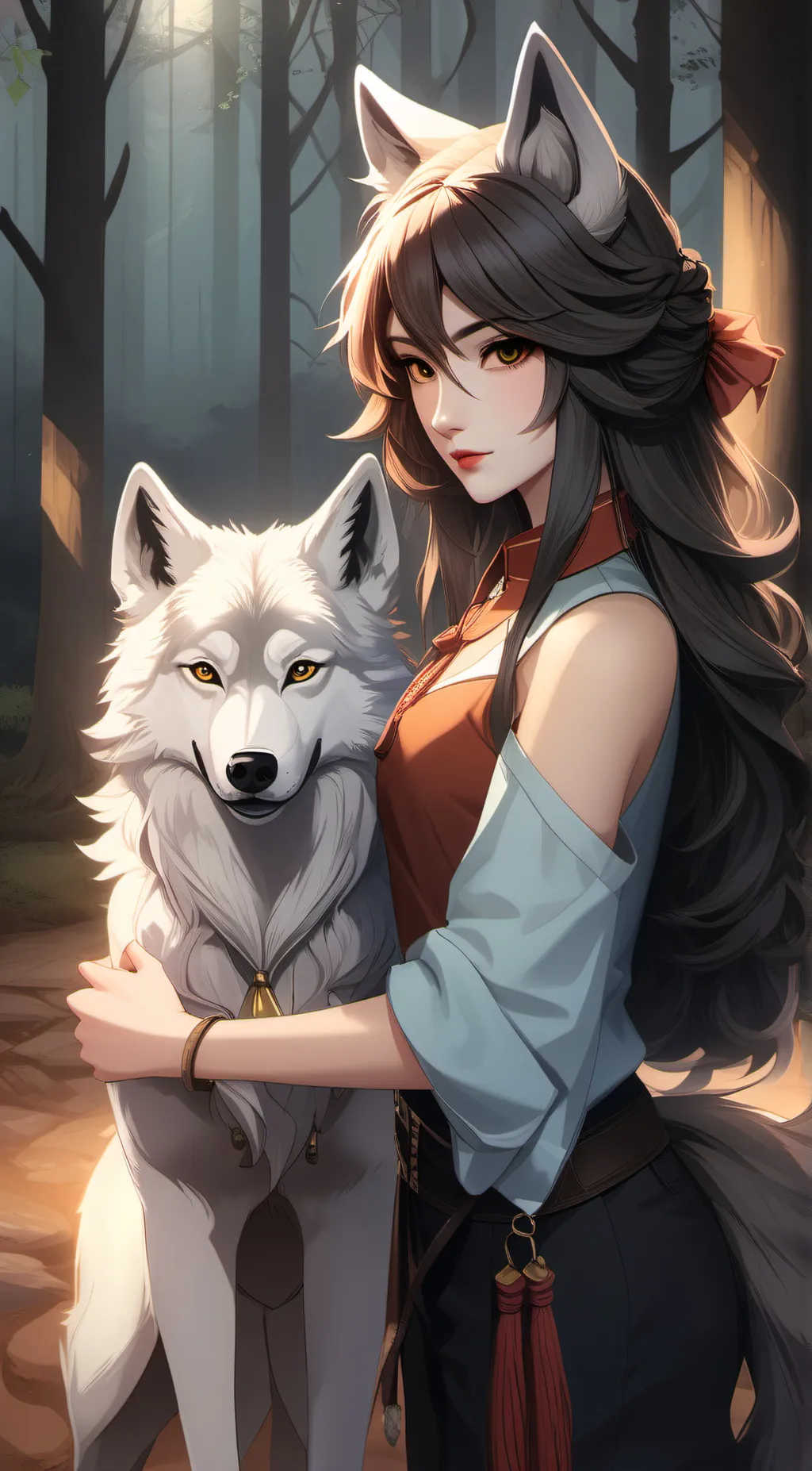 ai character: Luna and moonlight background