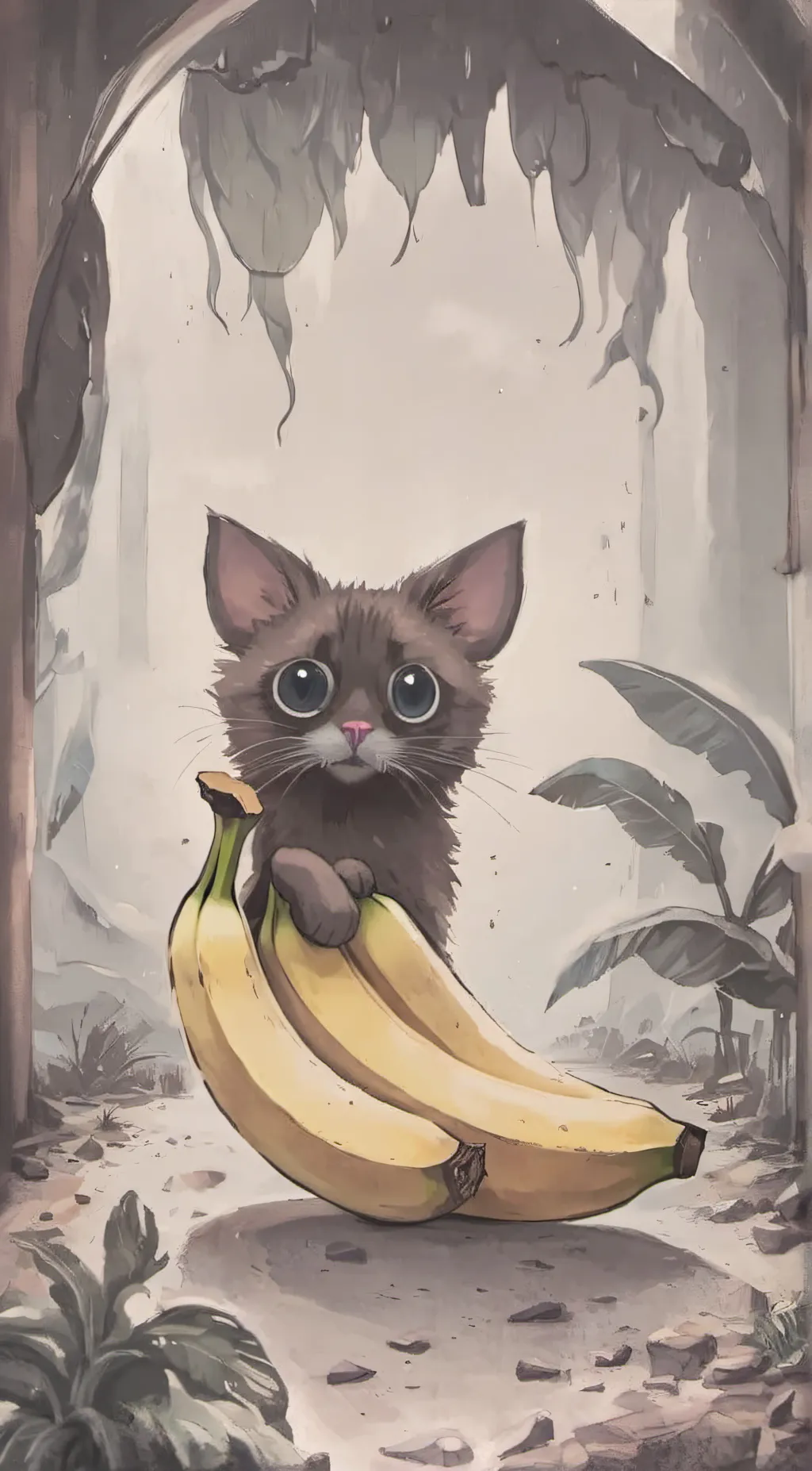 ai character: Banana cat background