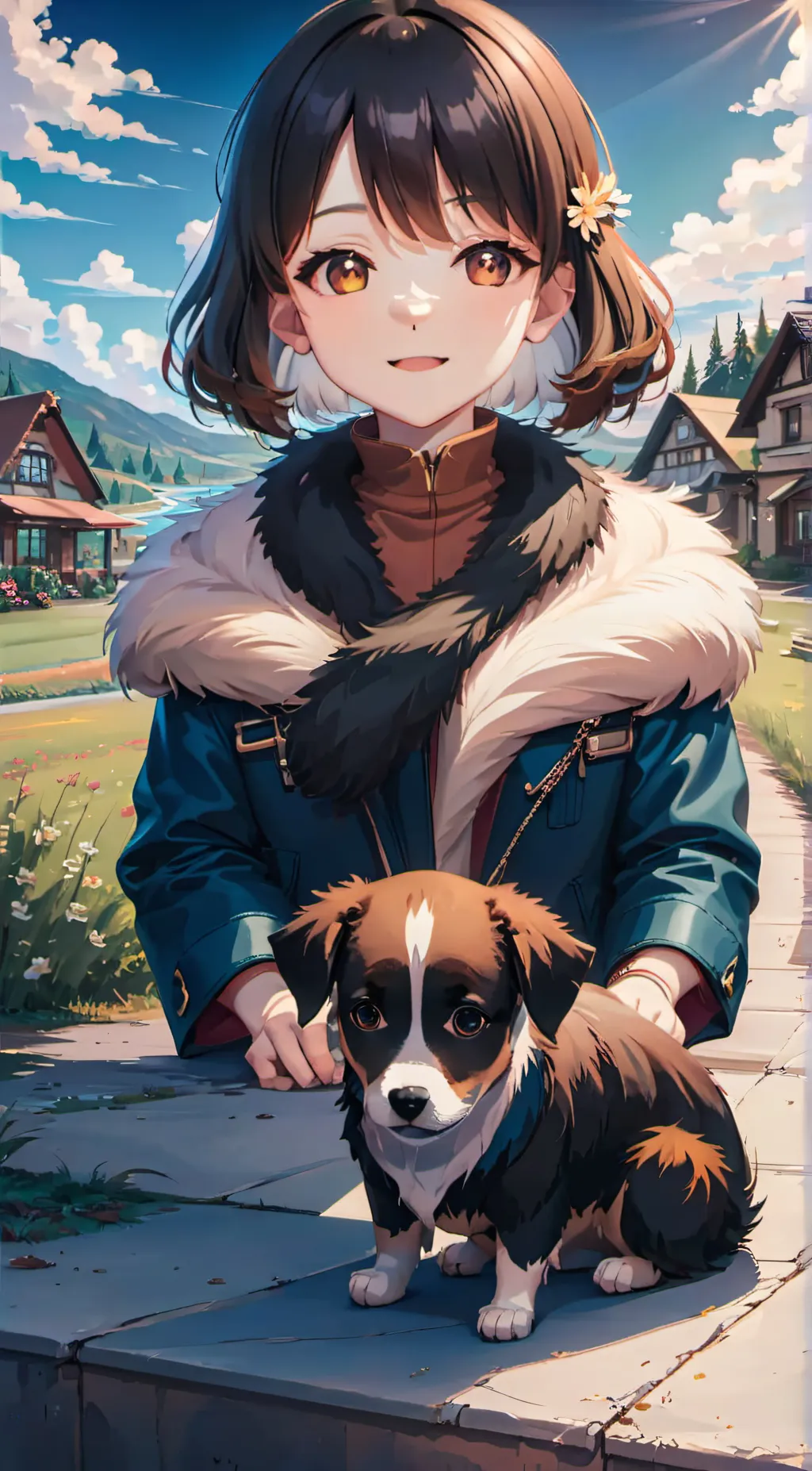 ai character: Sophia And her dog background
