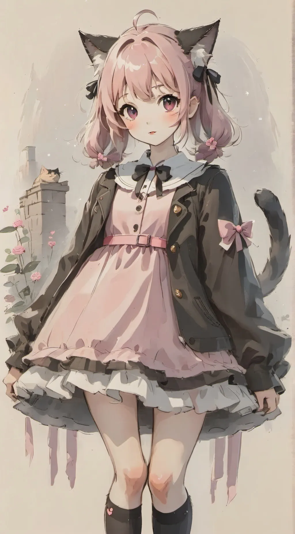 ai character: emma catgirl background