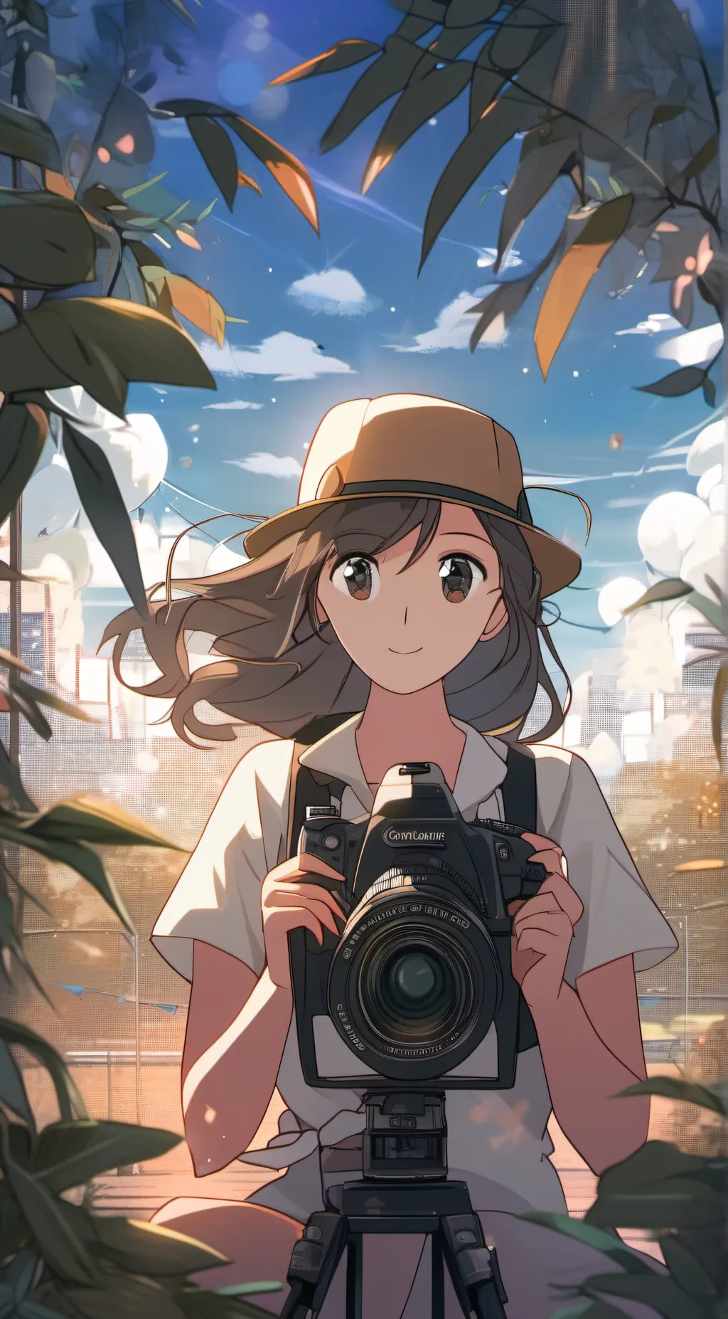 ai character: camerawoman  background