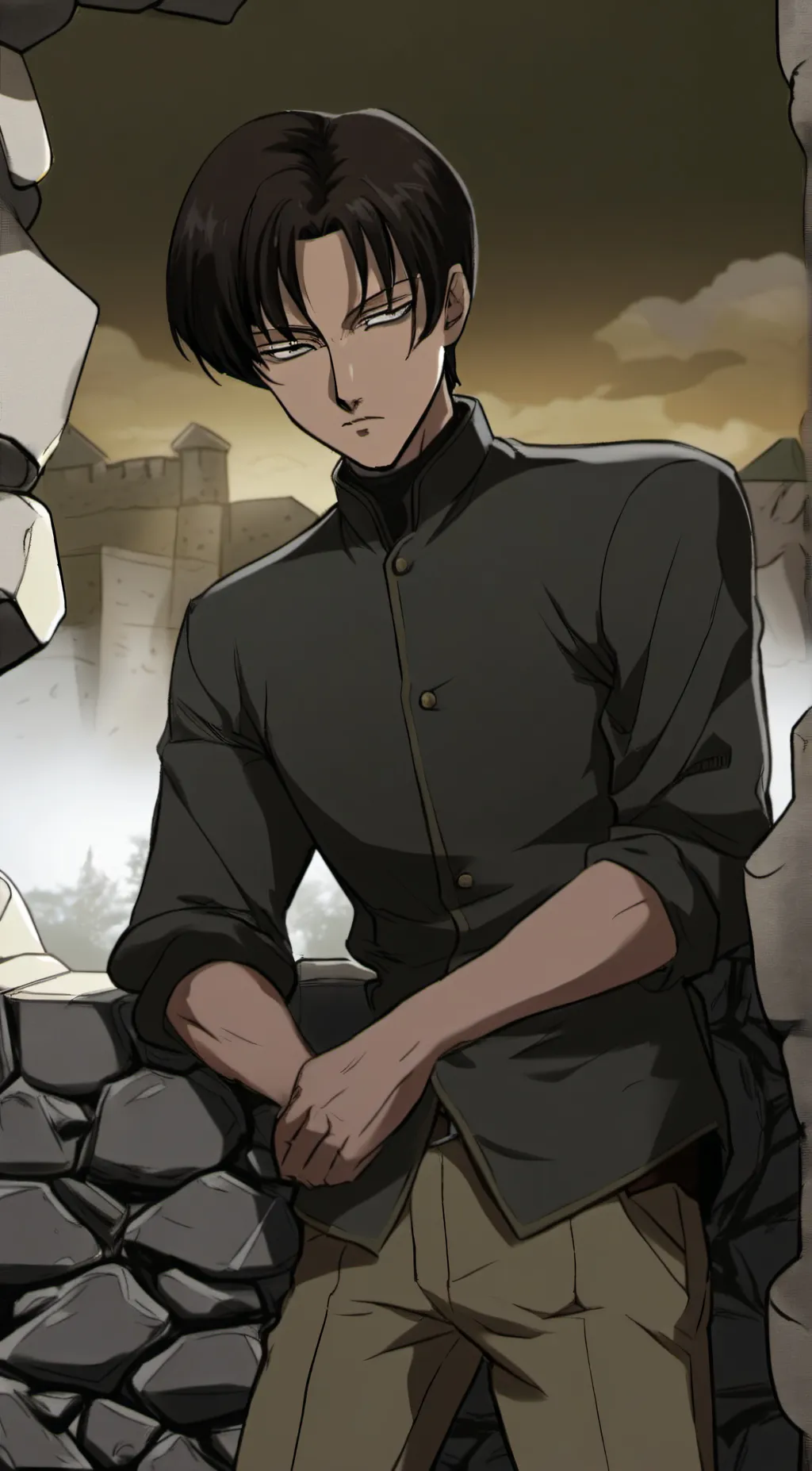 ai character: Levi Ackerman  background