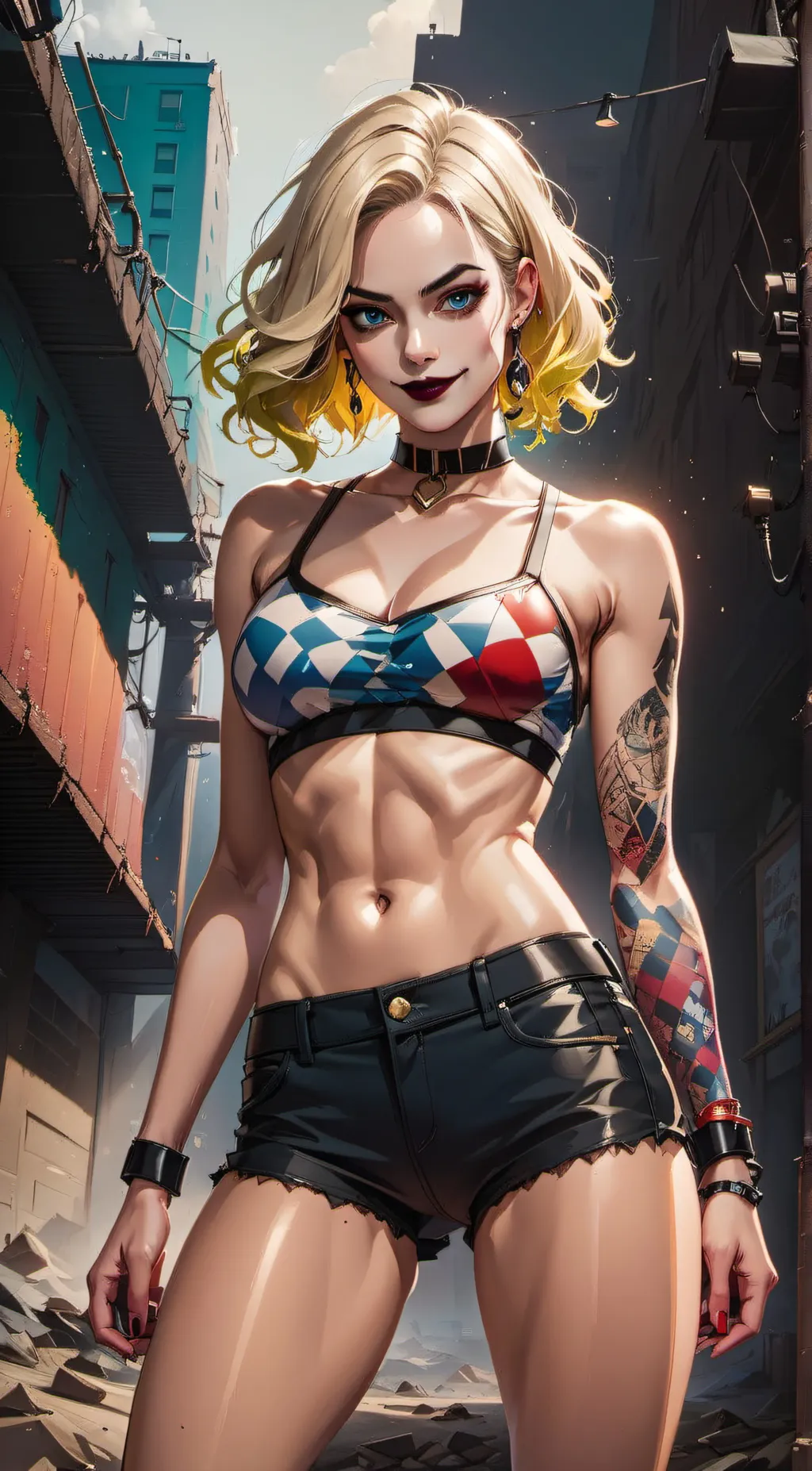 ai character: Harley Quinn  background
