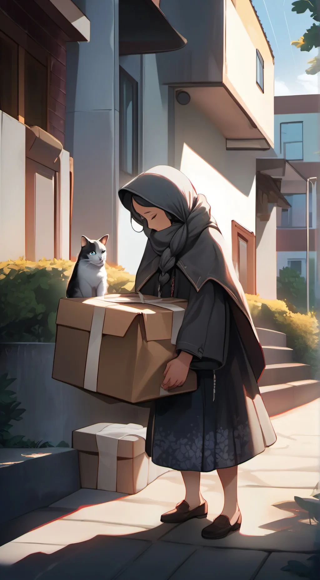 ai character: snowy night background