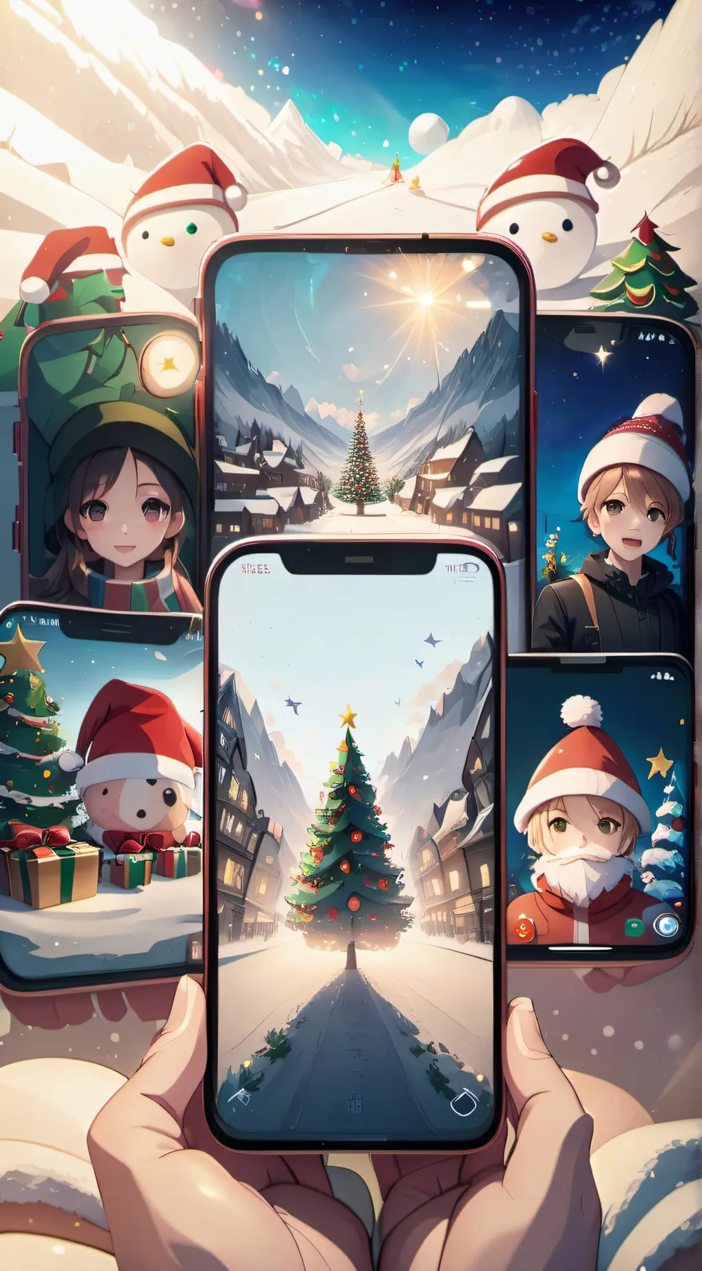 ai character: Iphone chrismas  background