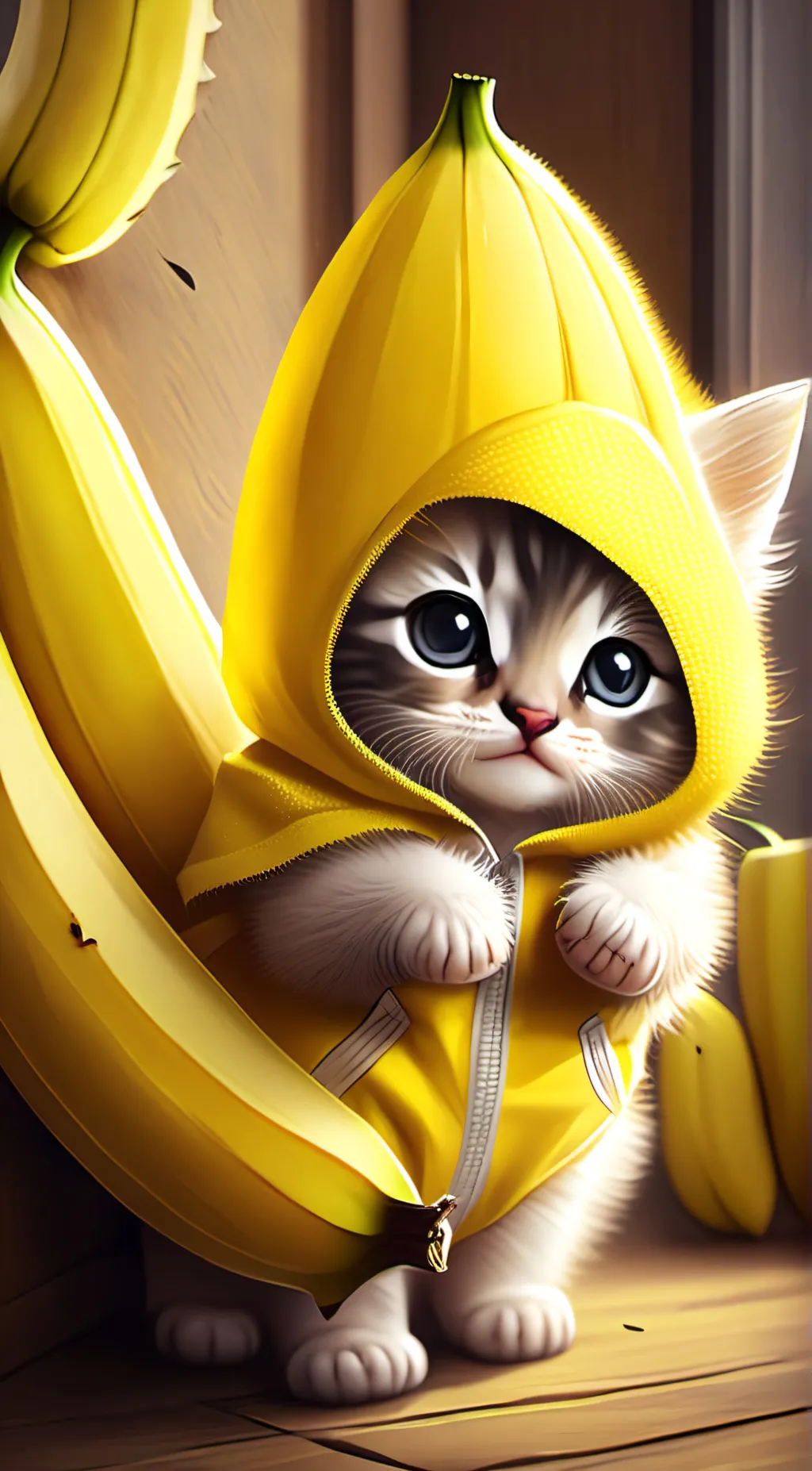 ai character: Banana cat 🍌  background