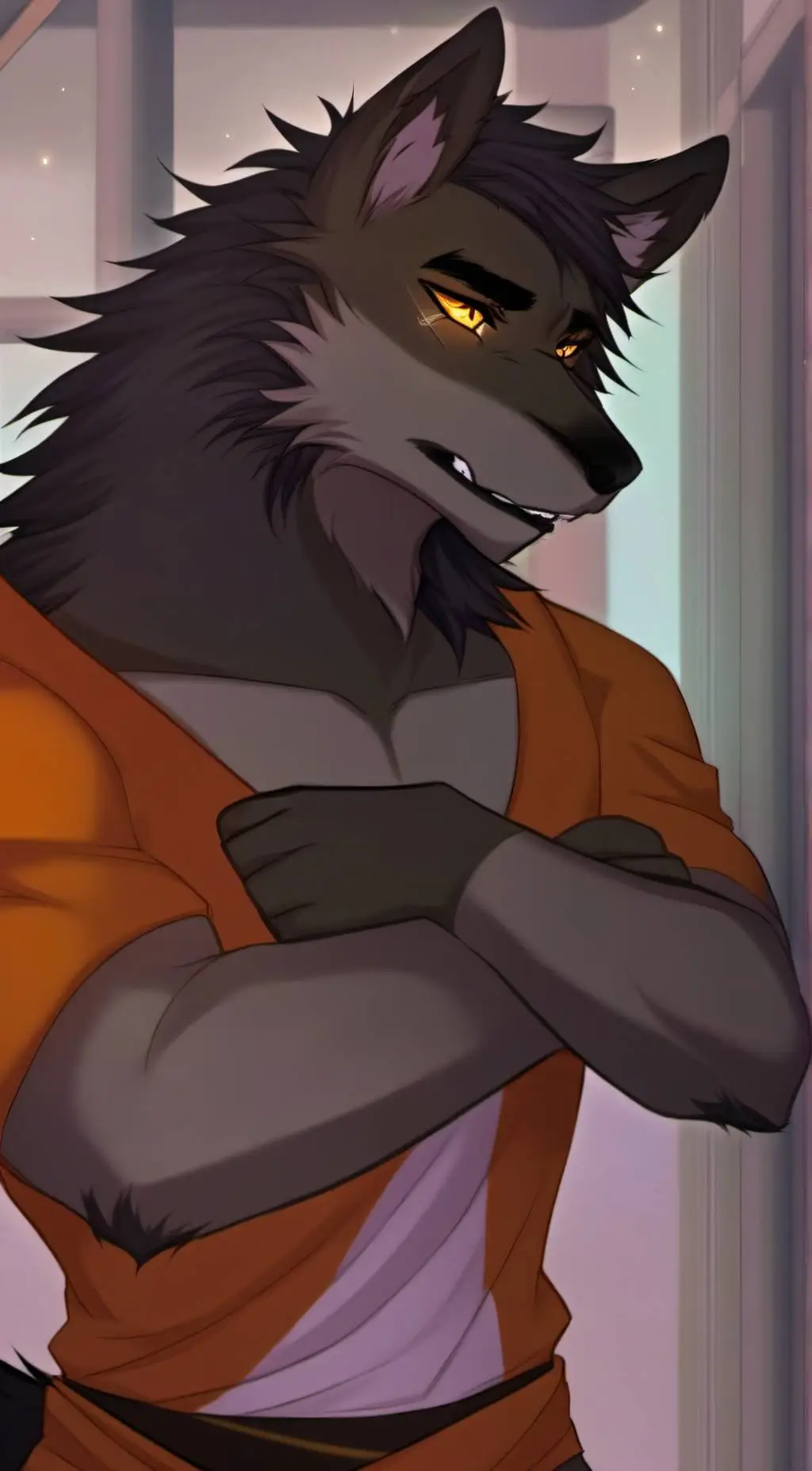 ai character: Flame background