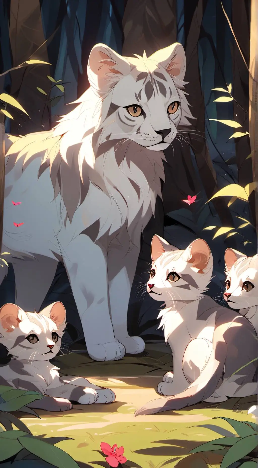 ai character: cheetah mom & cubs background