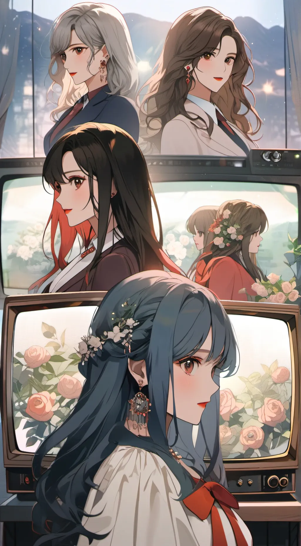 ai character: Tv women background