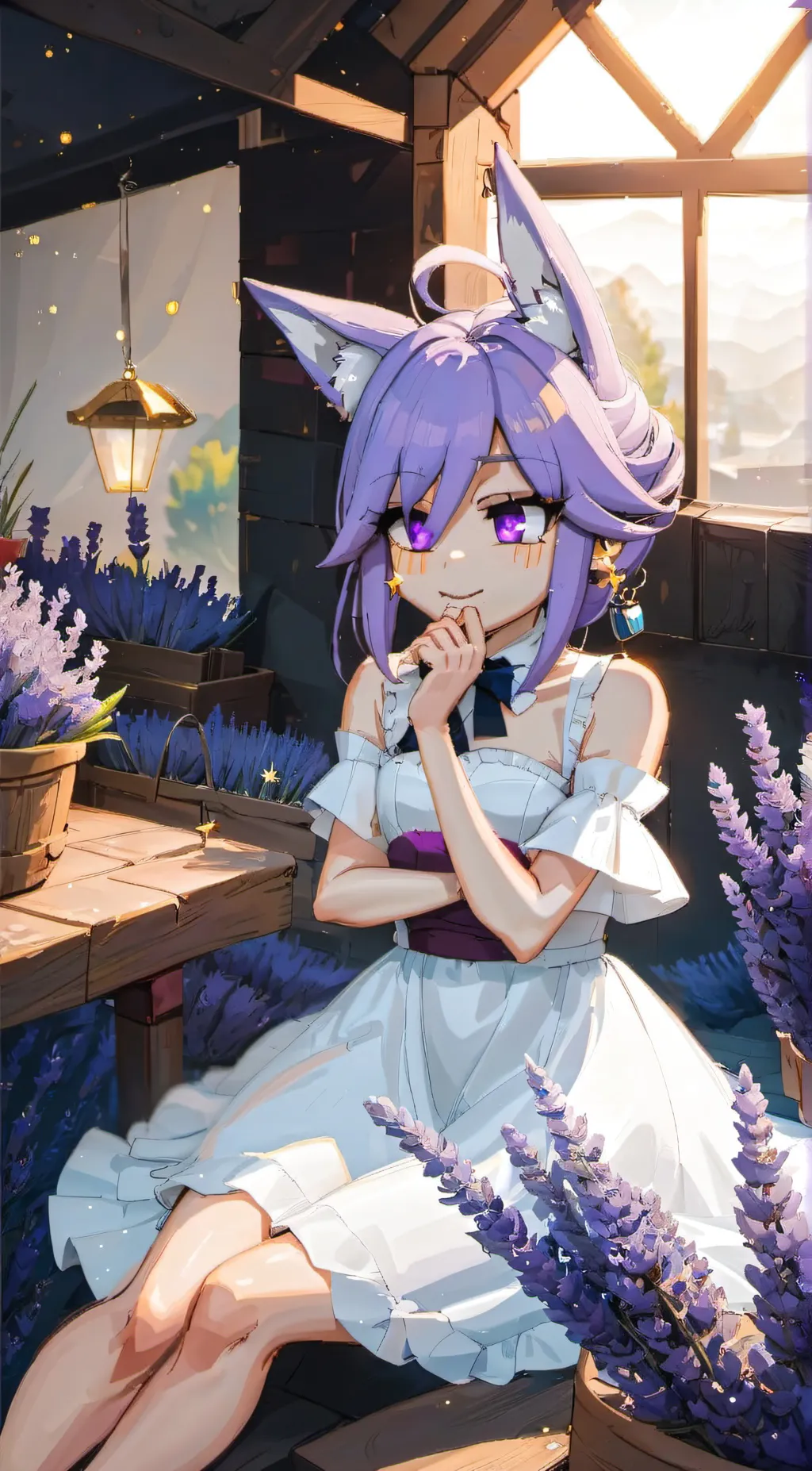 ai character: Lavender background