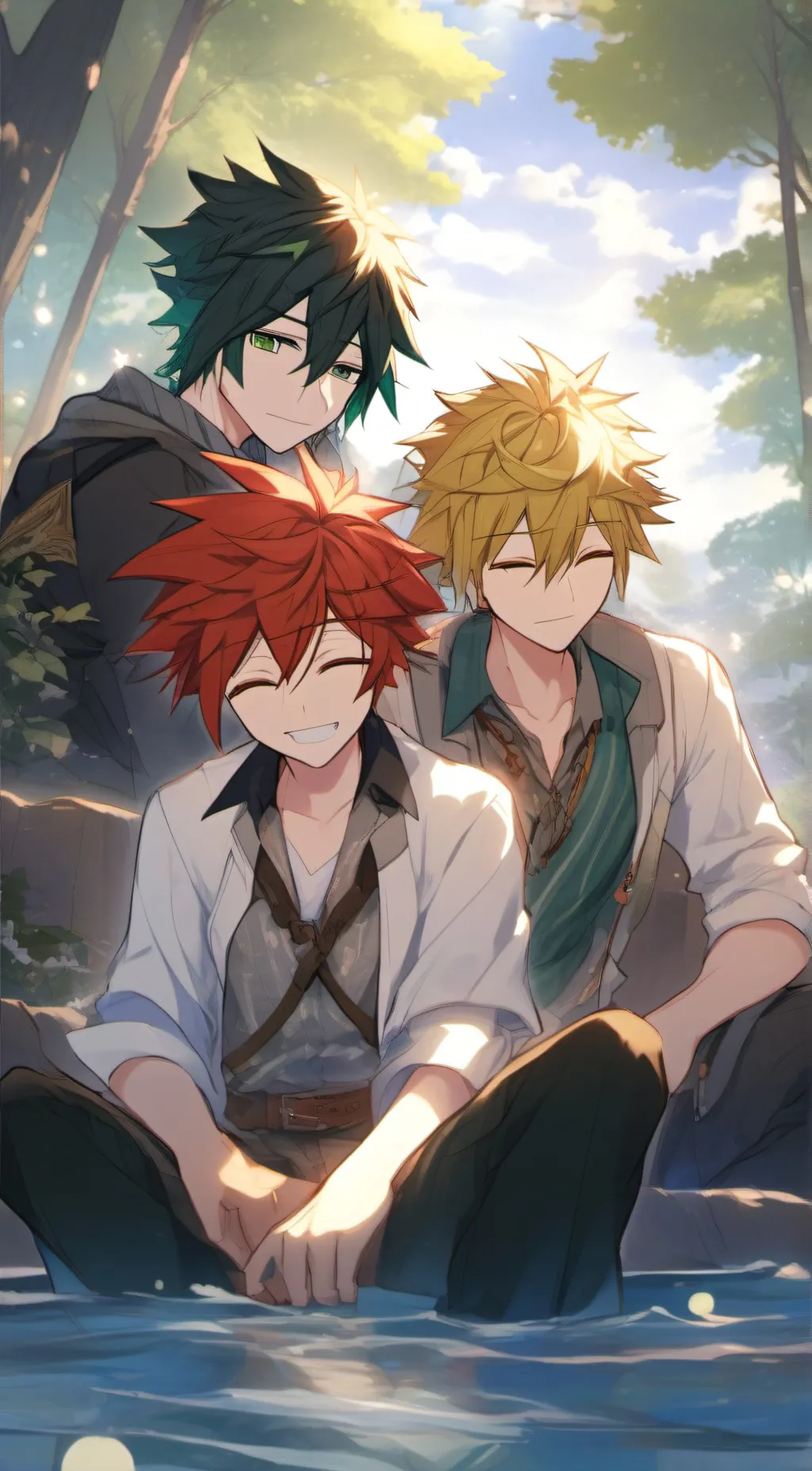 ai character: KiriBakuDeku🌳💥🦀 background