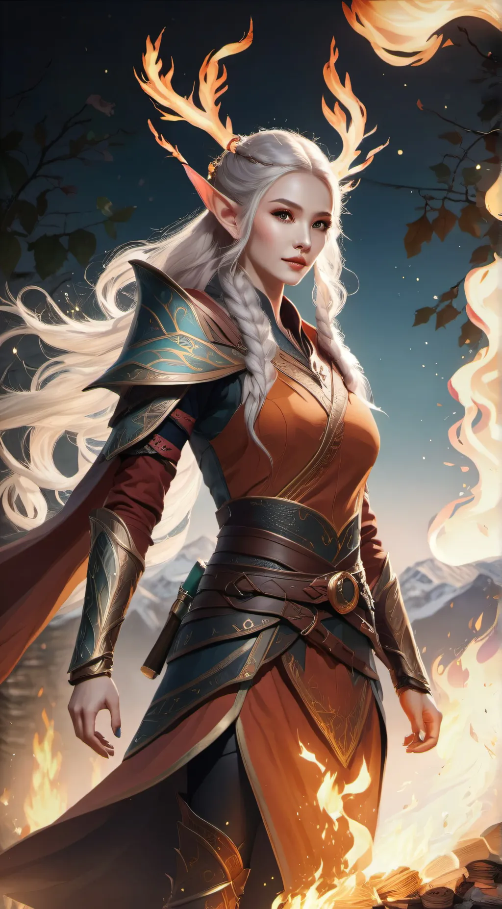 ai character: flamy background