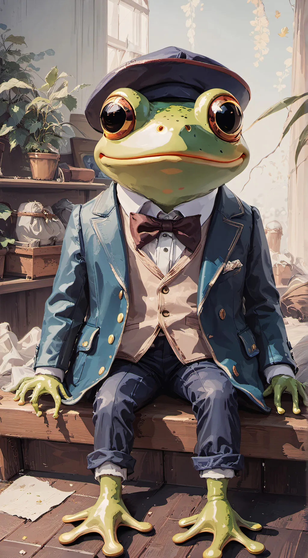 ai character: Kermit  background