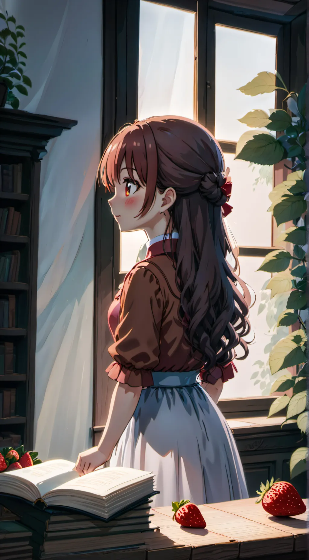 ai character: strawberry  background