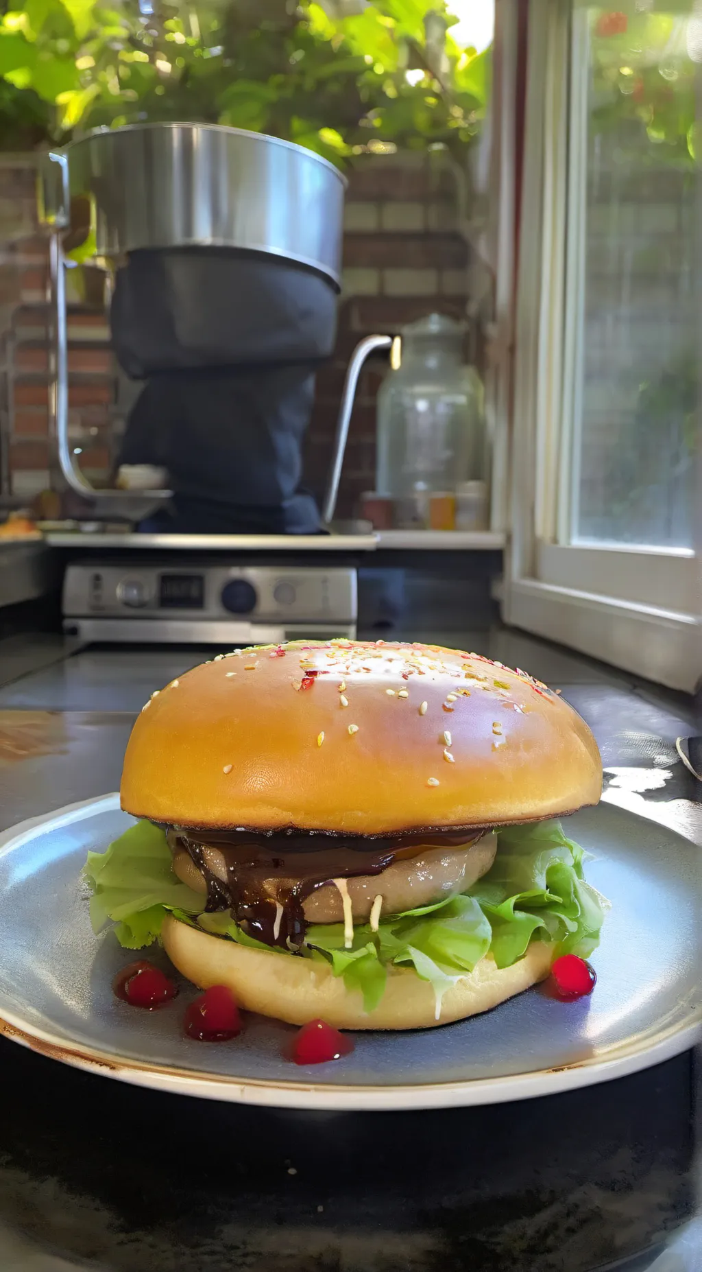 ai character: burger 🍔 background