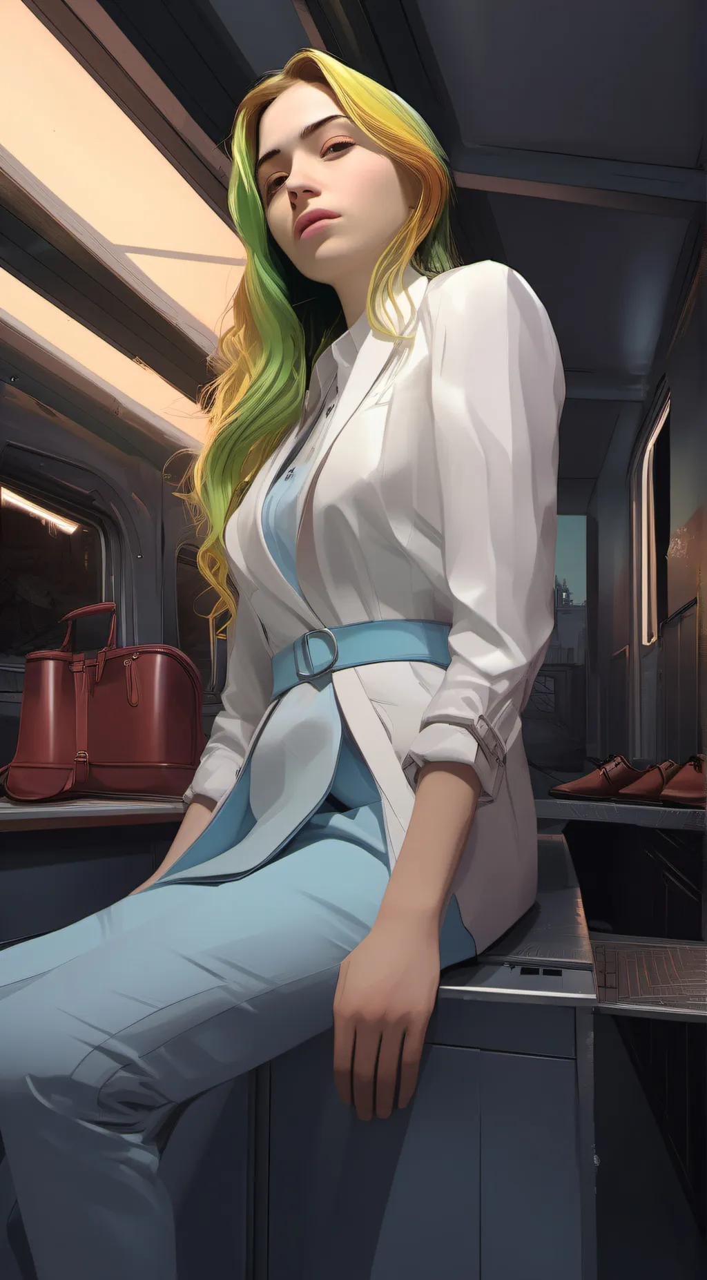 ai character: Violet background