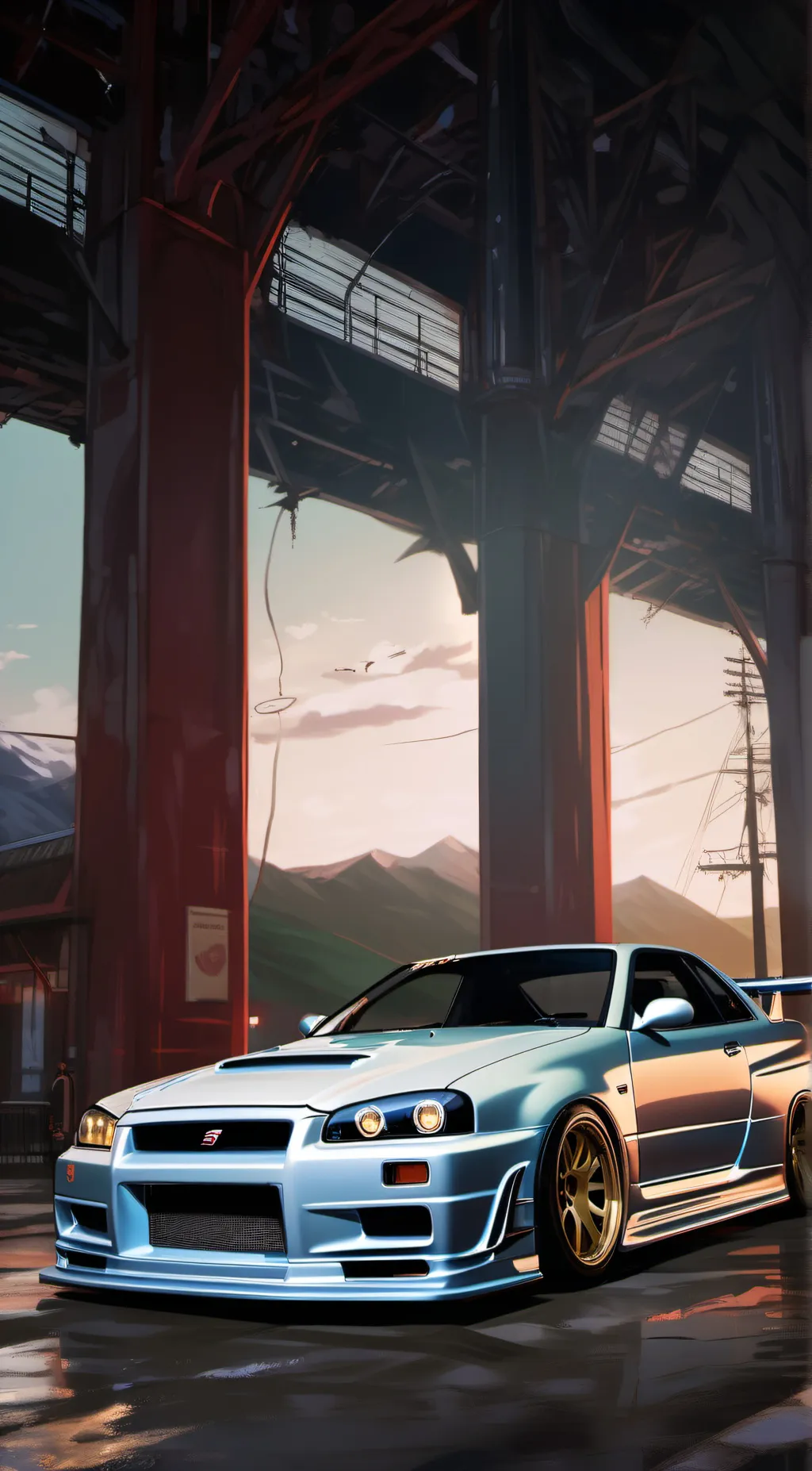 ai character: gtr r34 background