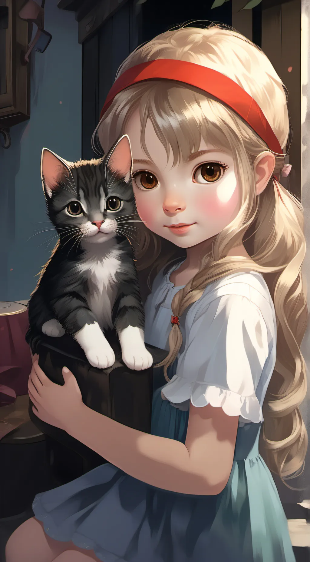 ai character: Emma and neon background