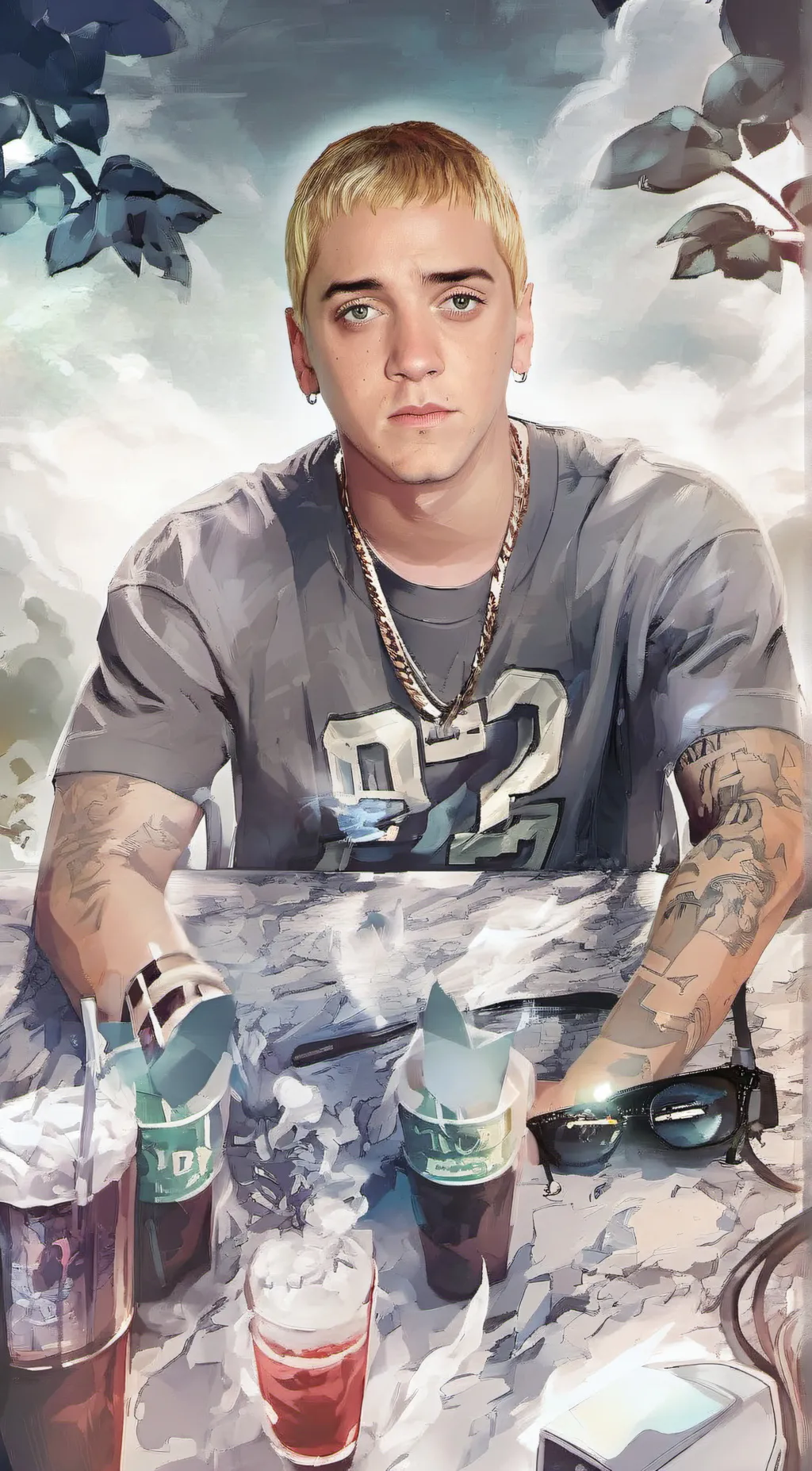 ai character: Eminem  background