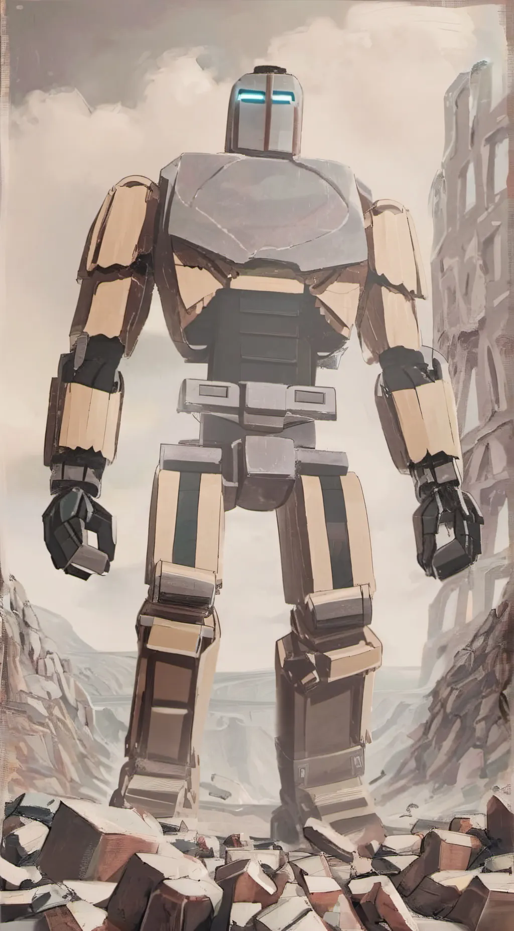 ai character: Titan legoman background