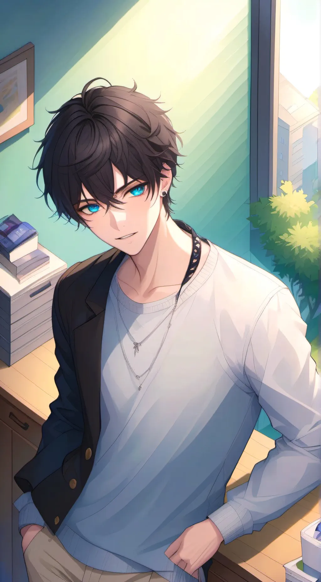 ai character: Damian  background