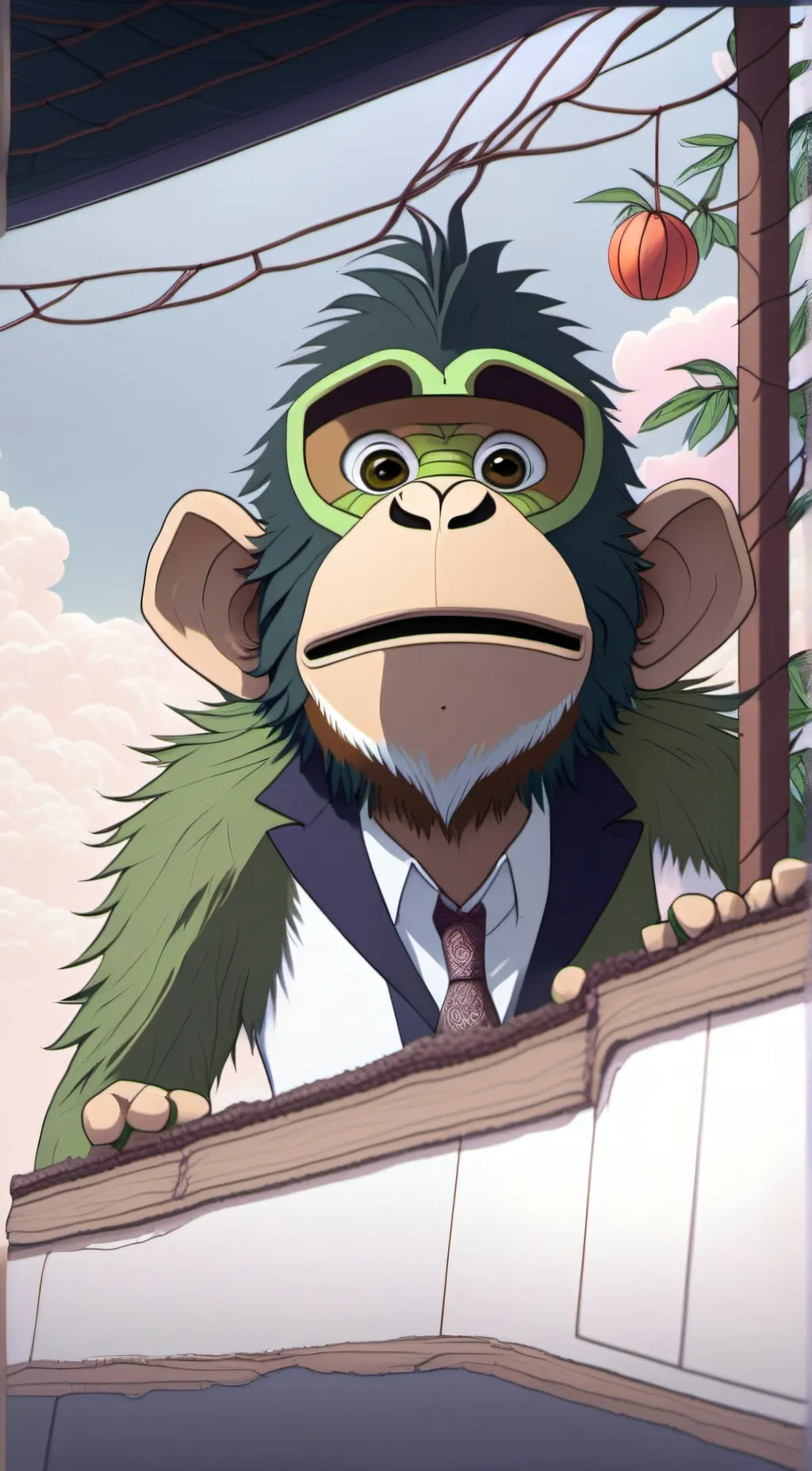 ai character: Happy Greeny background