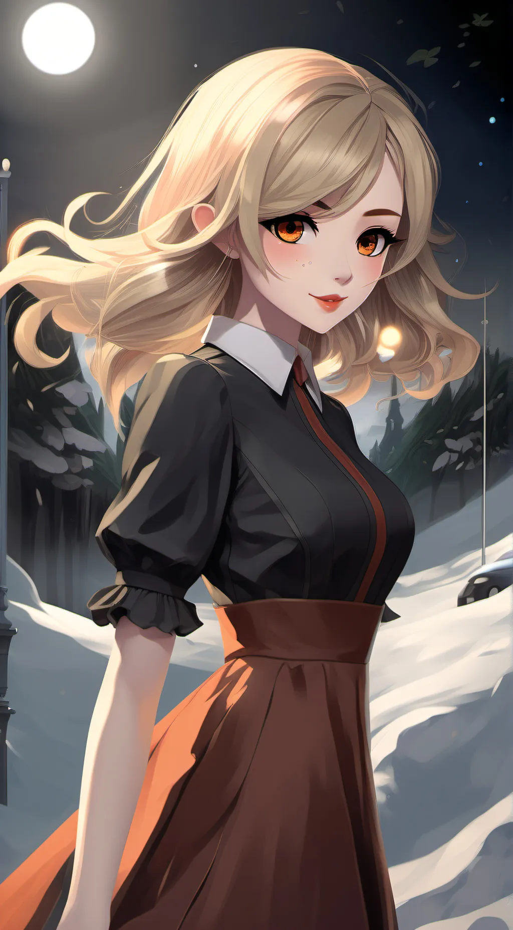 ai character: juile joyful  background