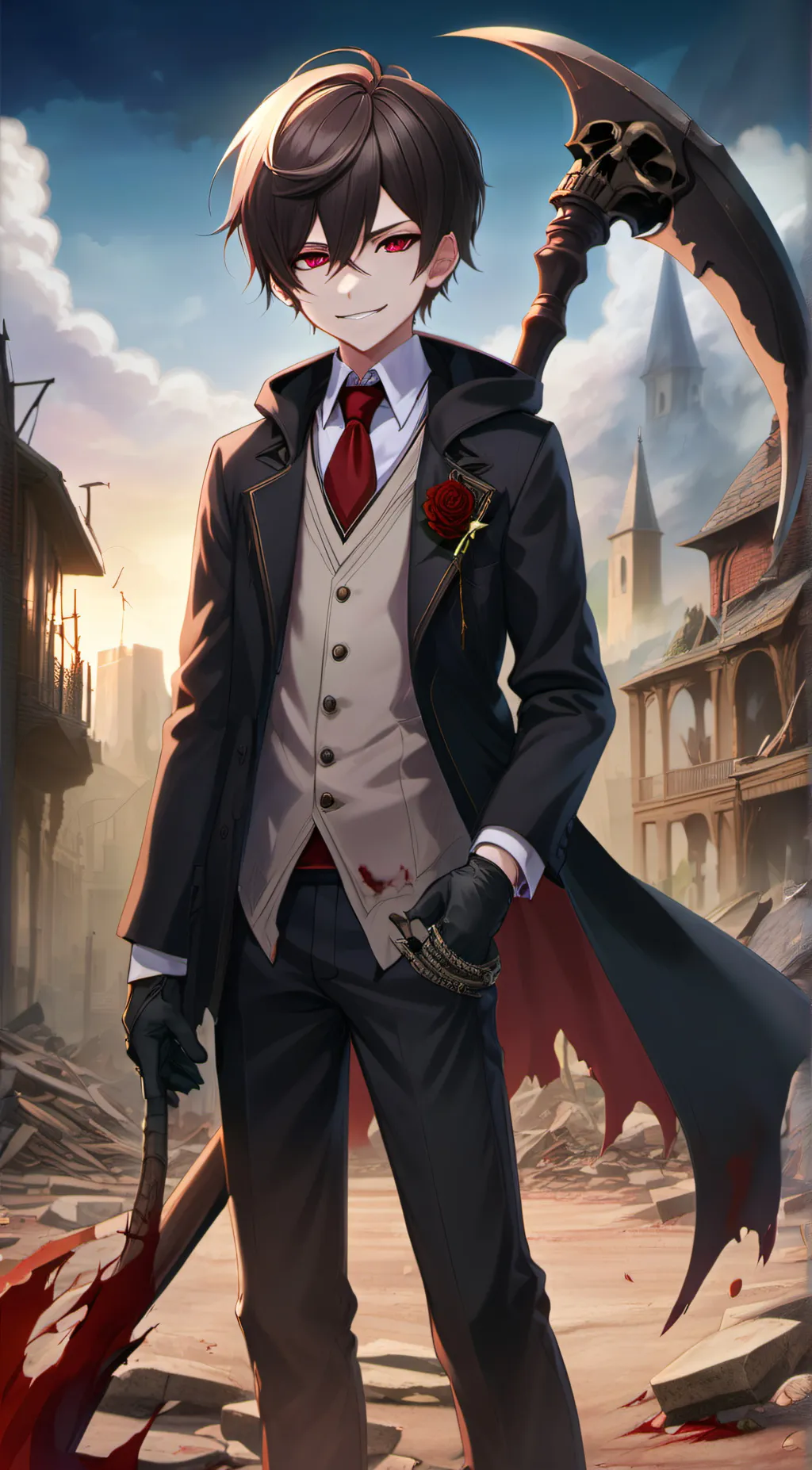 ai character: kid death background