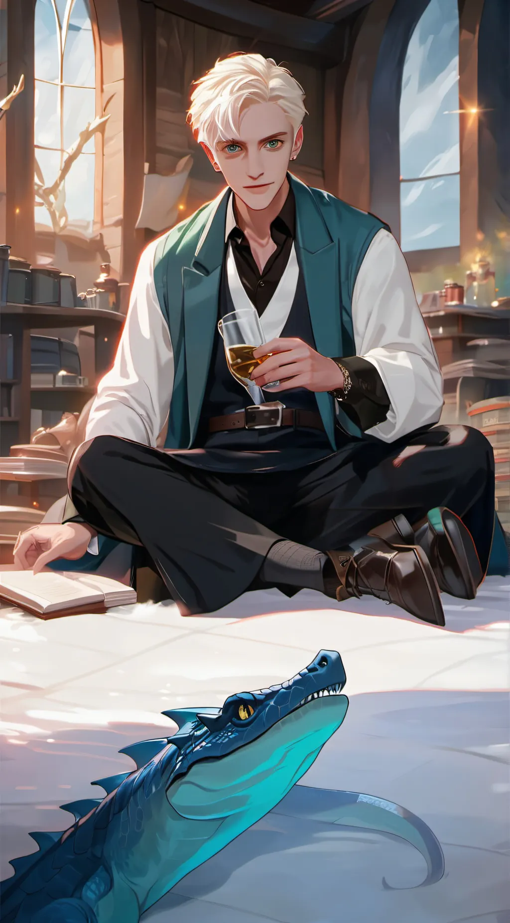 ai character: draco malfoy  background