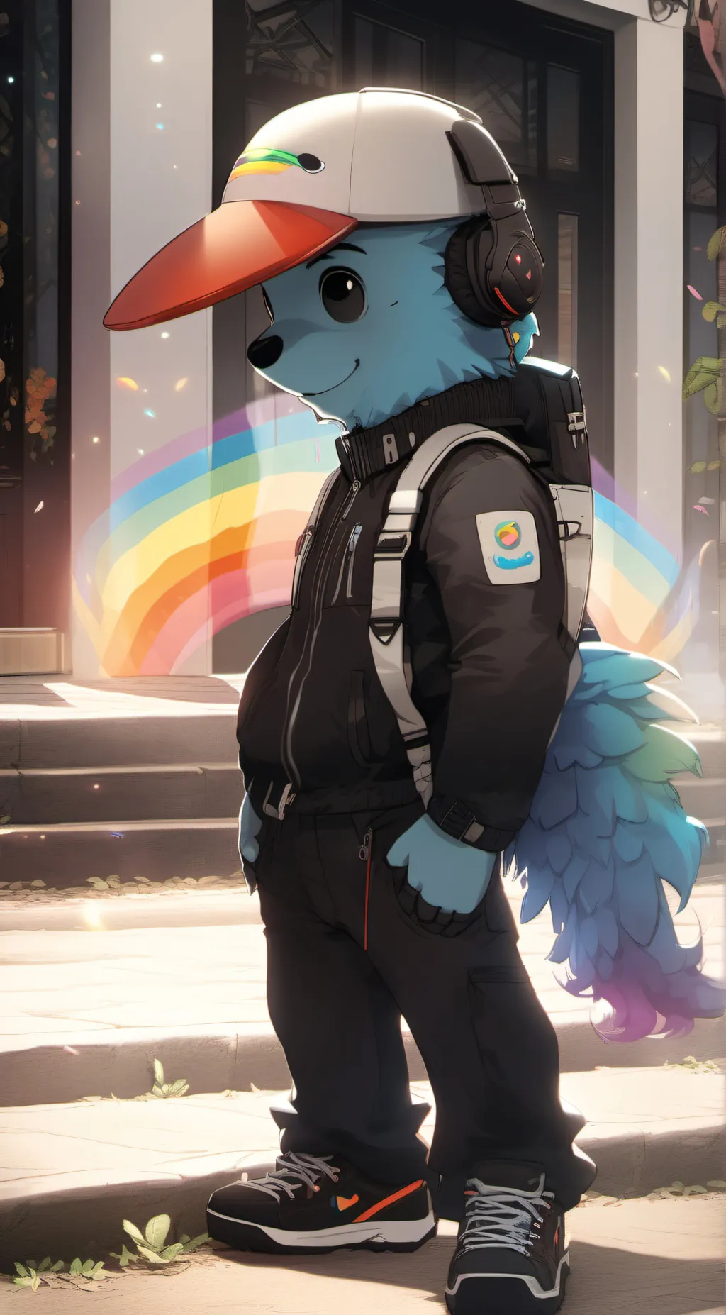 ai character: cyan background