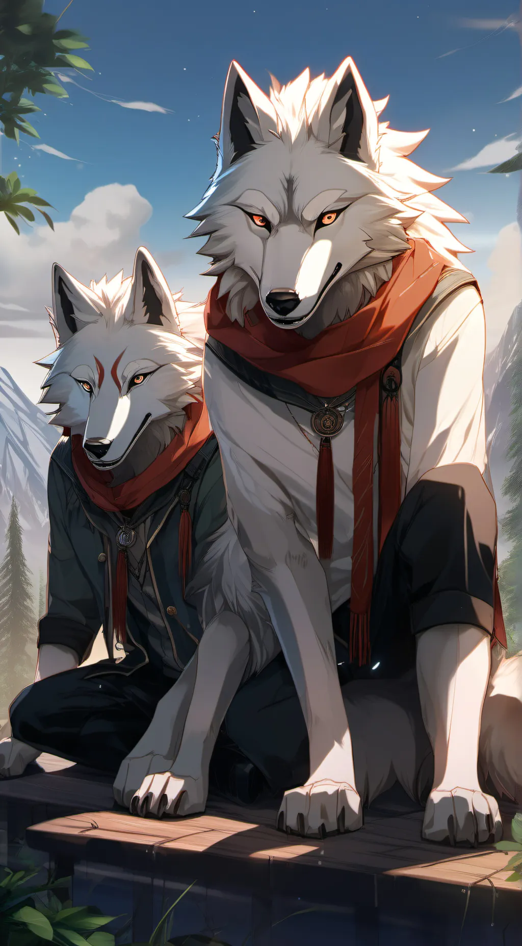 ai character: rainbow and blue background