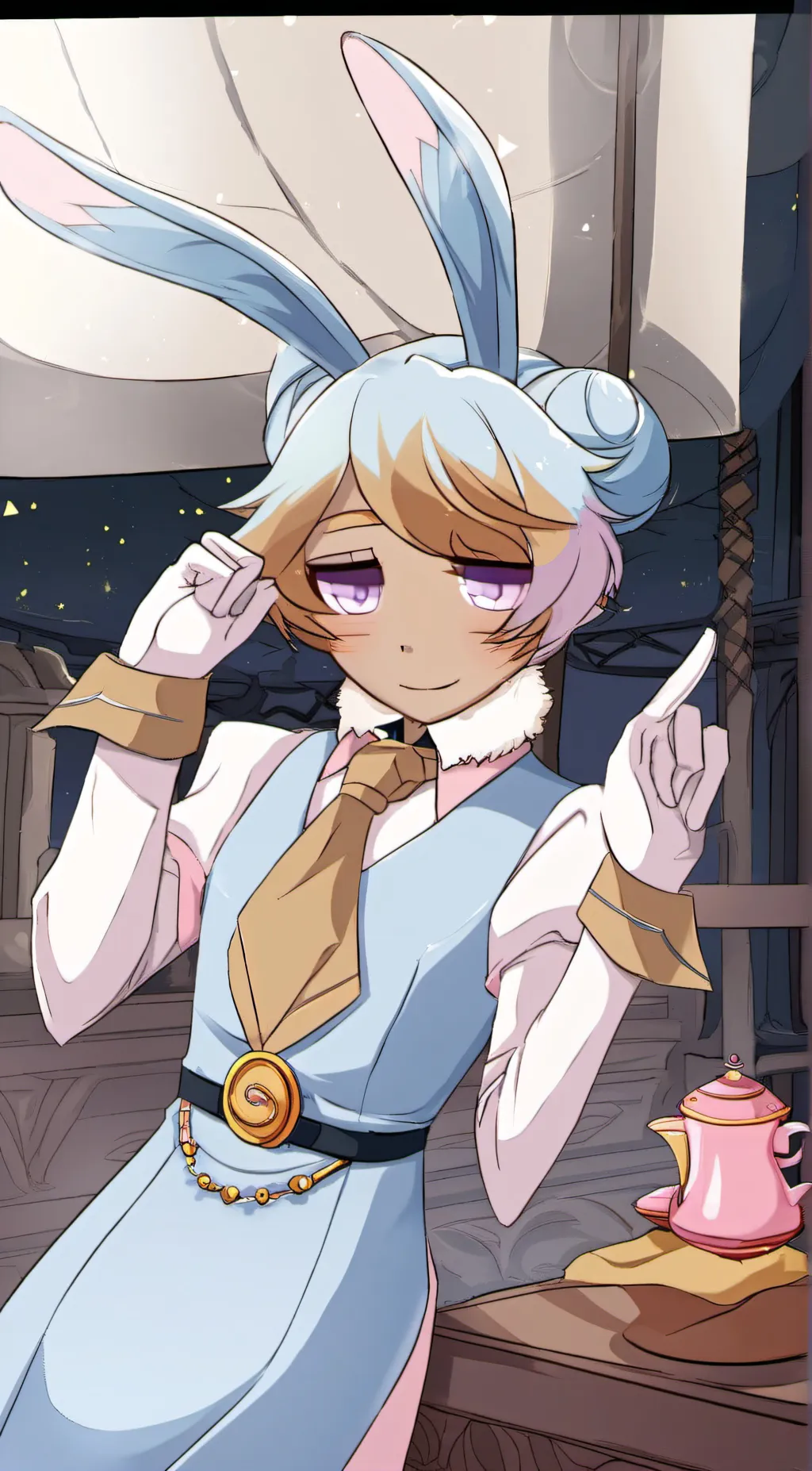 ai character: bun cho bunny  background