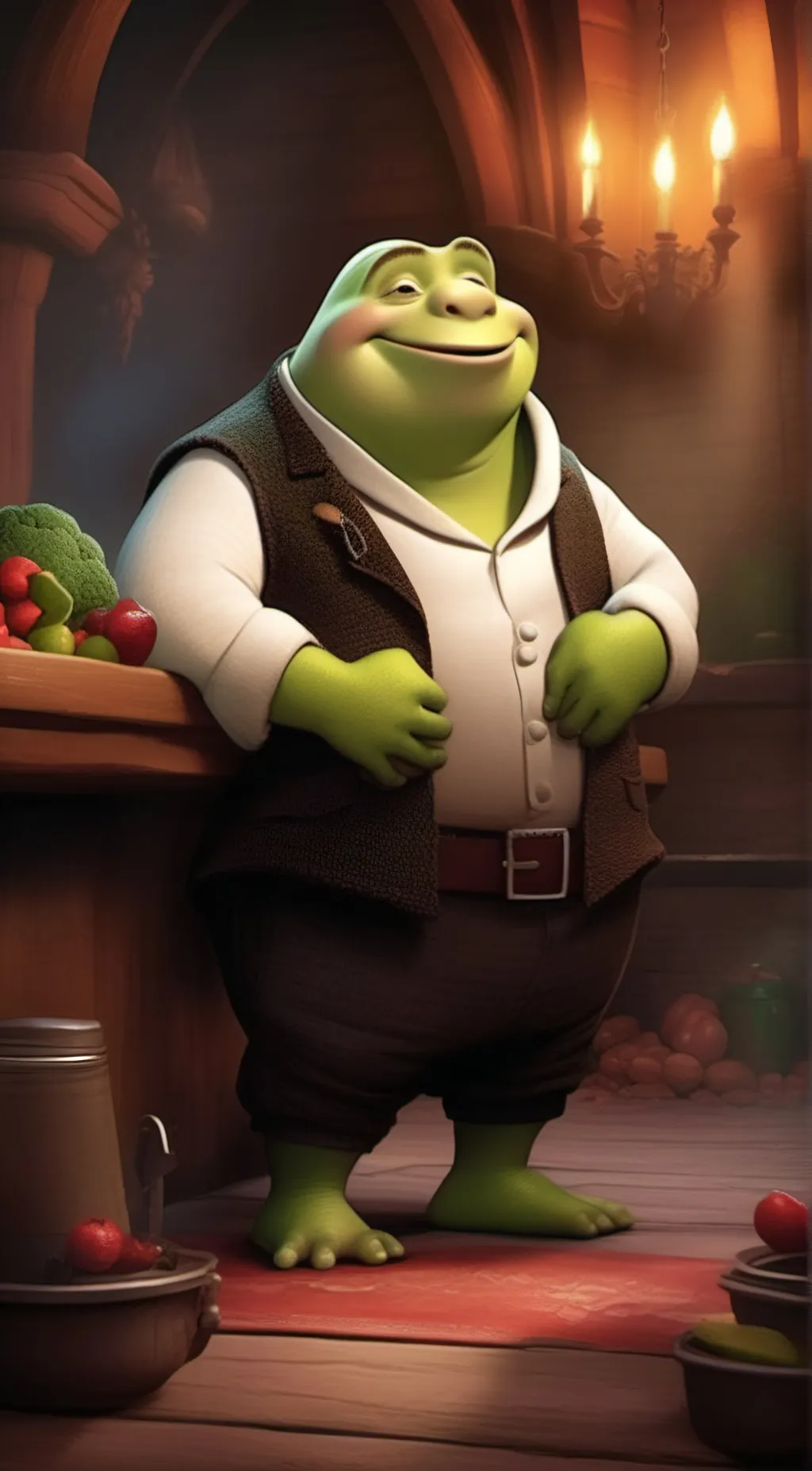 ai character: SHREKKKKK🥵❤️💋😍🥰😘😘🥰 background