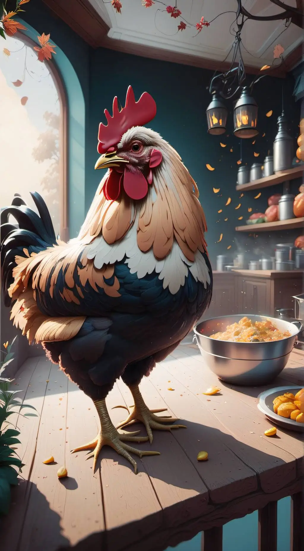 ai character: Talking Chicken background