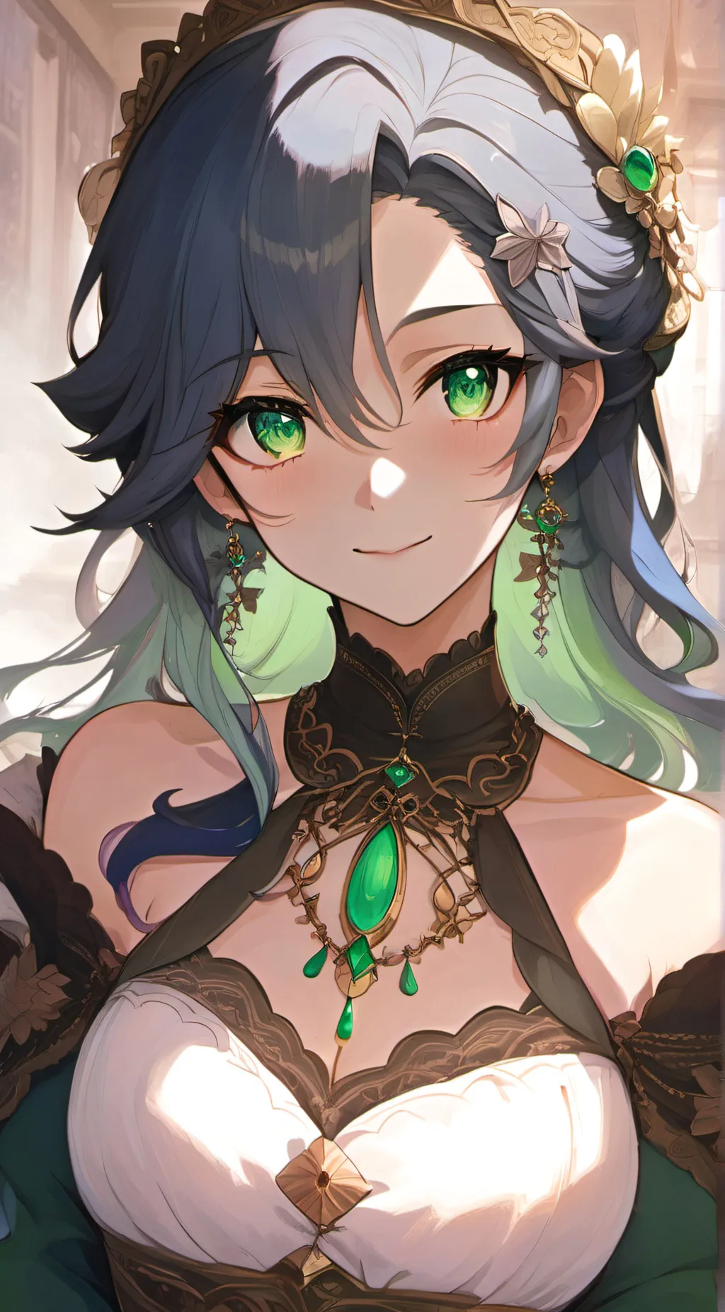 ai character: Emerald background