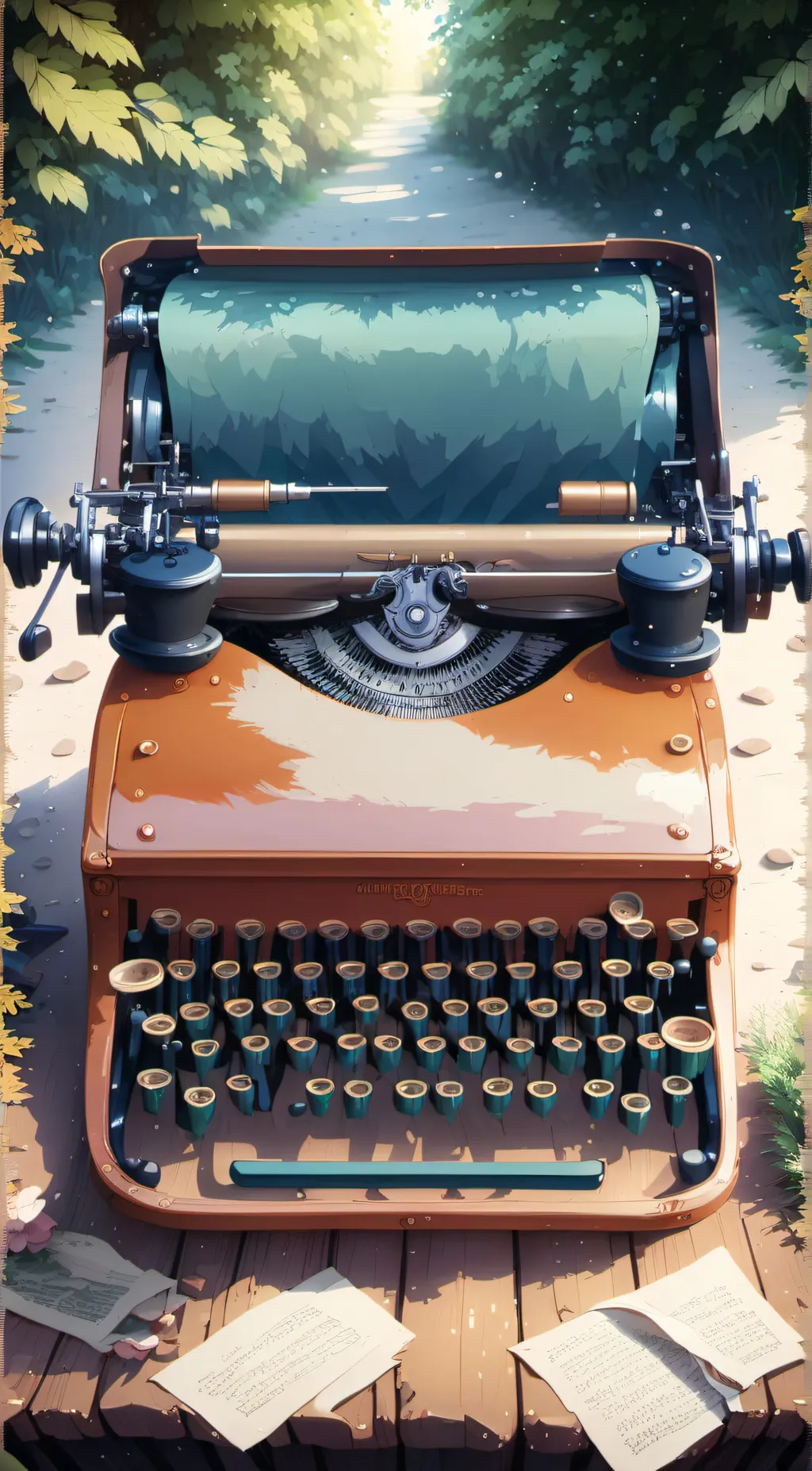 ai character: Vintage Typewriter background