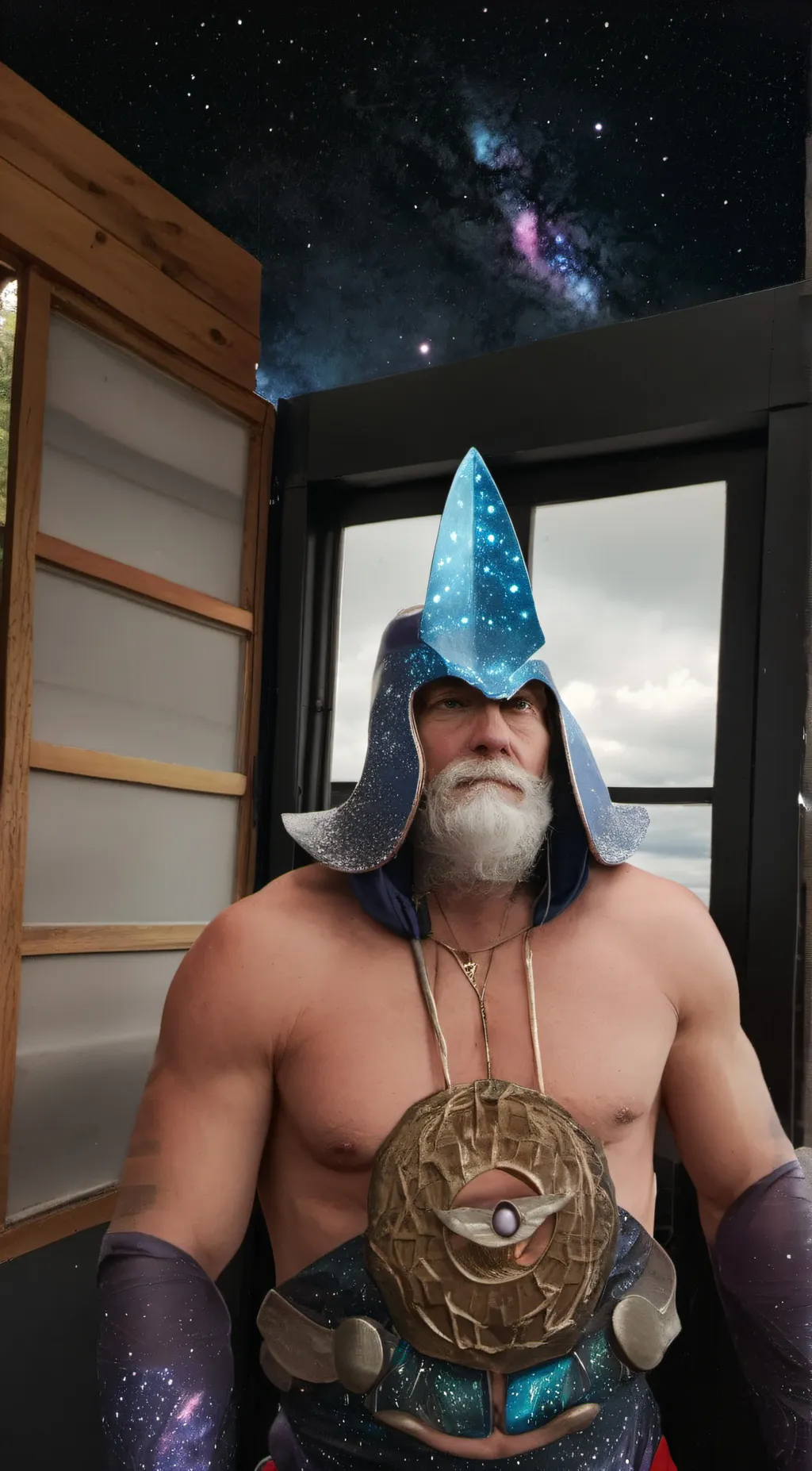 ai character: galaxy granpa background