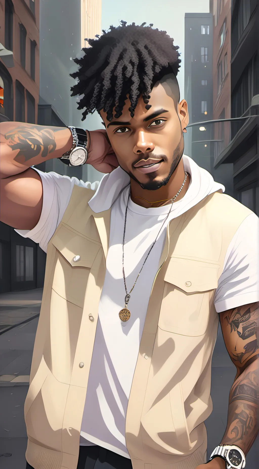 ai character: Blue face background