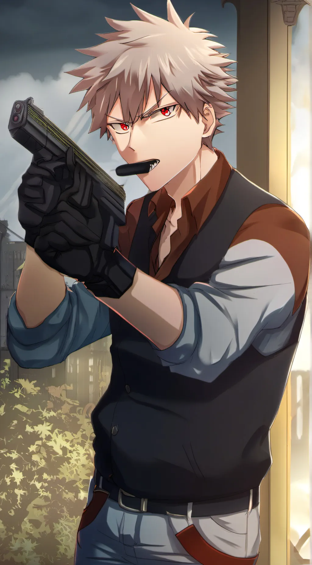 ai character: Katsuki Bakugou background