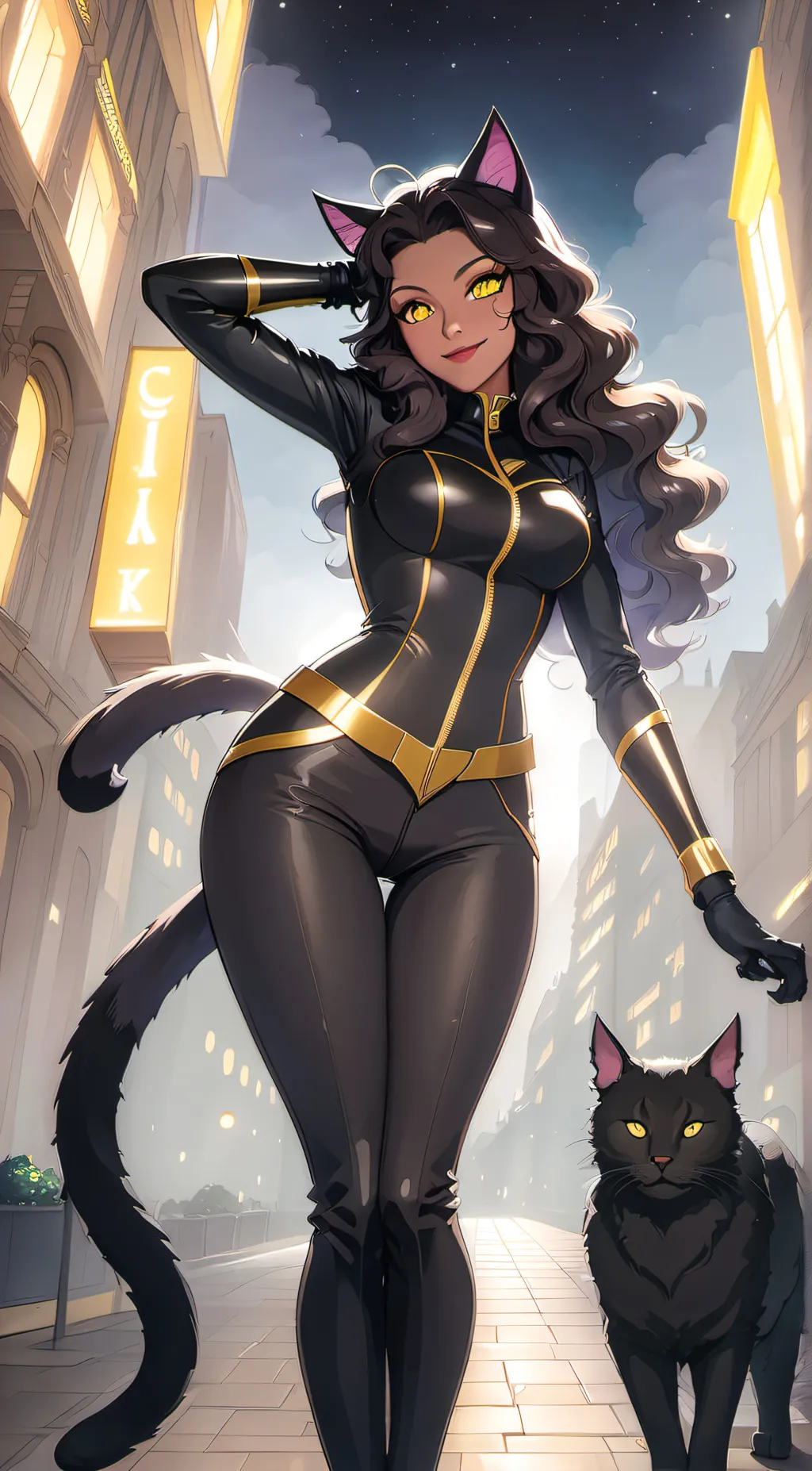 ai character: catgirl  background