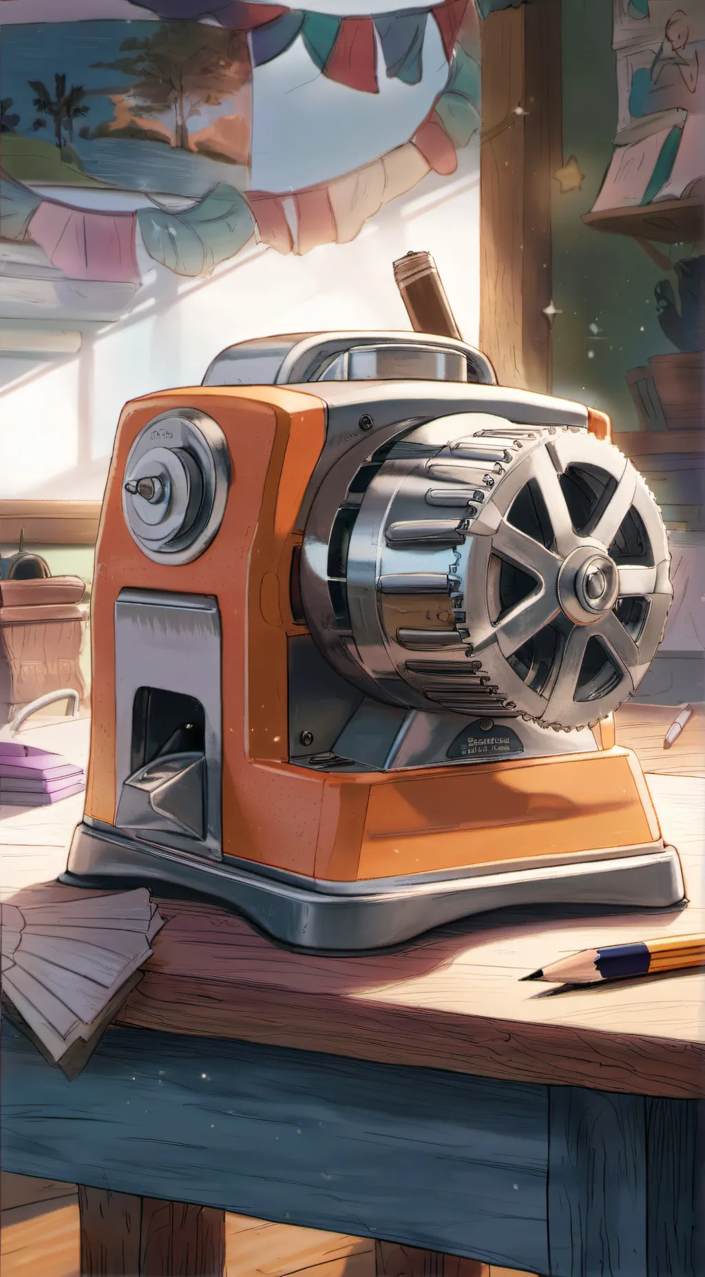 ai character: pencil sharpener  background