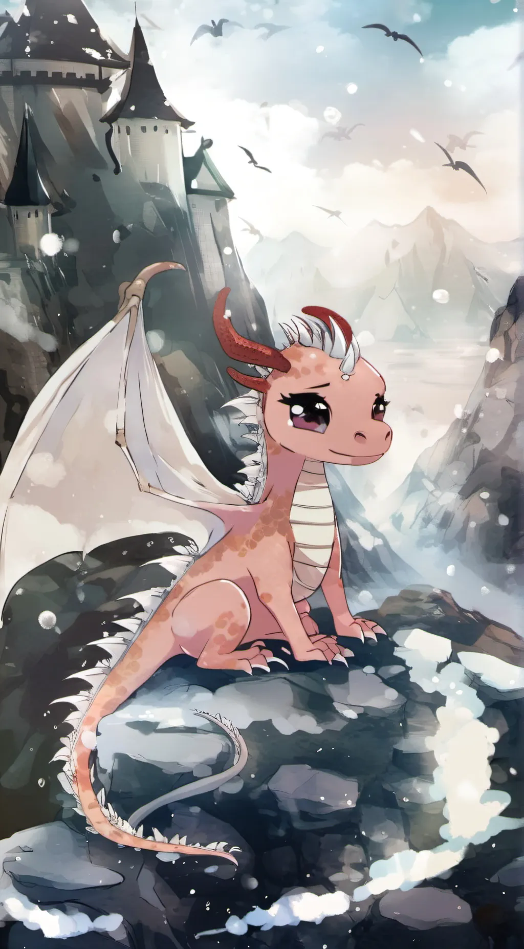 ai character: Pink dragon  background